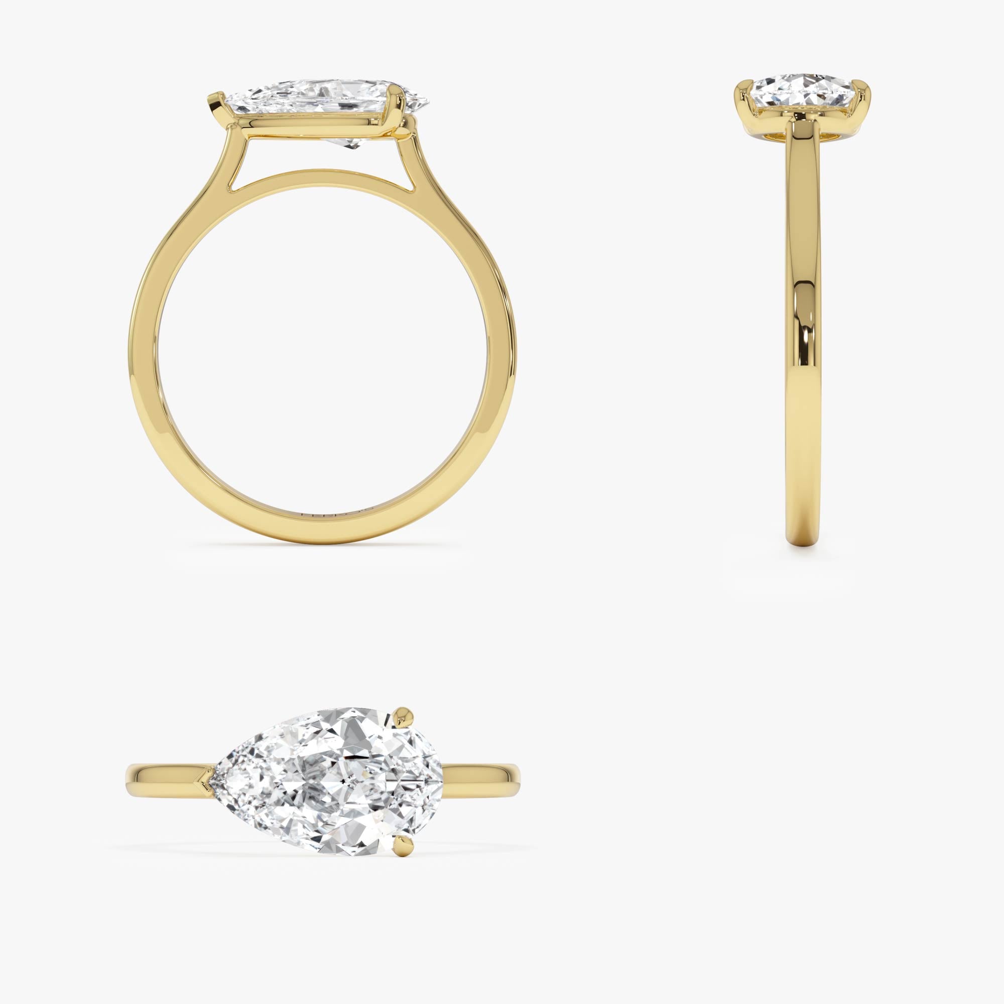 OBFJ0509 - 1 CTW 14k Pear Shaped Lab Grown Pear Shaped East-West Set Diamond Ring - Daria 12