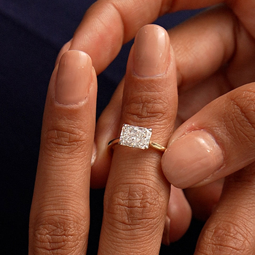 OBFJ0417 - 1 CTW 14k Radiant Cut Lab Grown Radiant Shaped East-West Set Diamond Ring - Alba 7