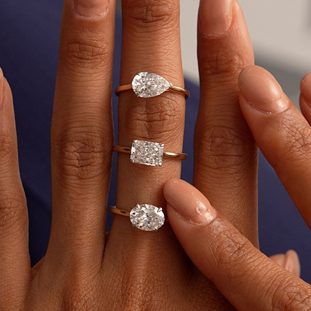 OBFJ0417 - 1 CTW 14k Radiant Cut Lab Grown Radiant Shaped East-West Set Diamond Ring - Alba 4