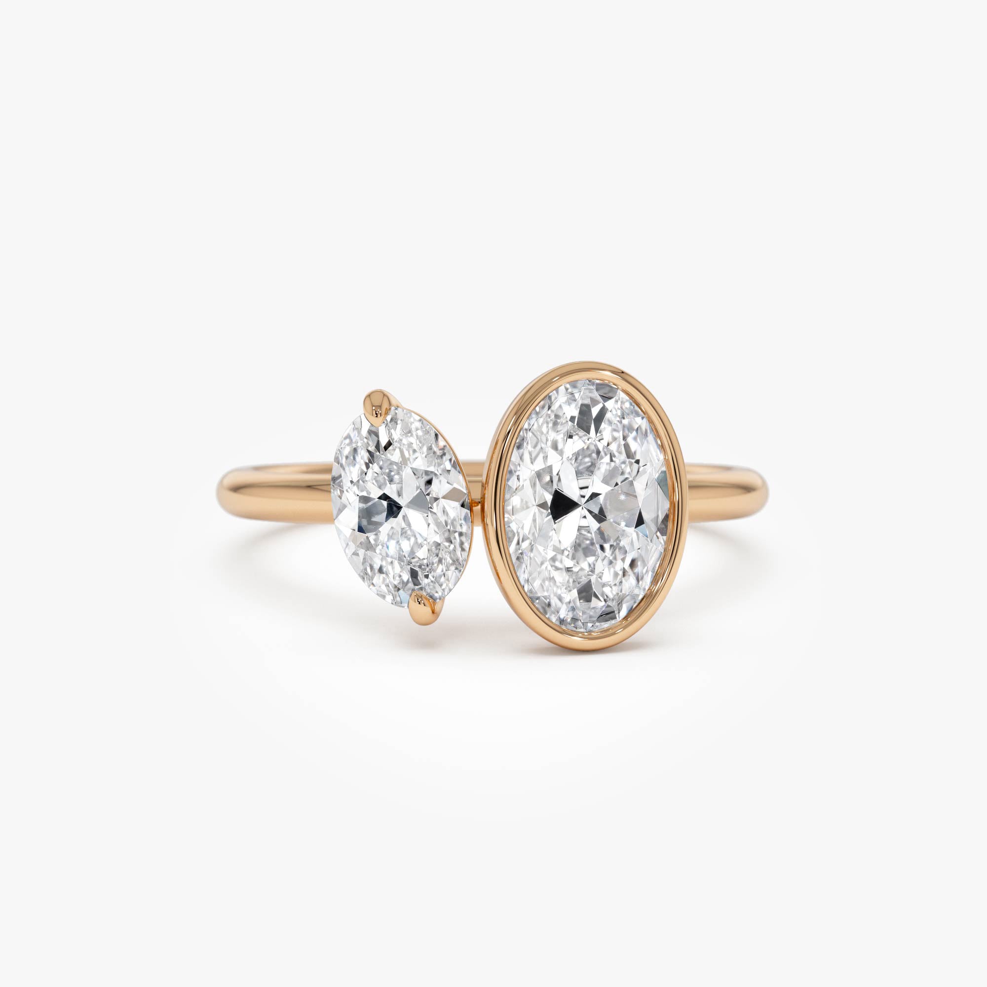 OBFJ0415 - 1.50ct 14k Oval Shaped Lab Grown Diamond Toi et Moi Ring - Amia 7