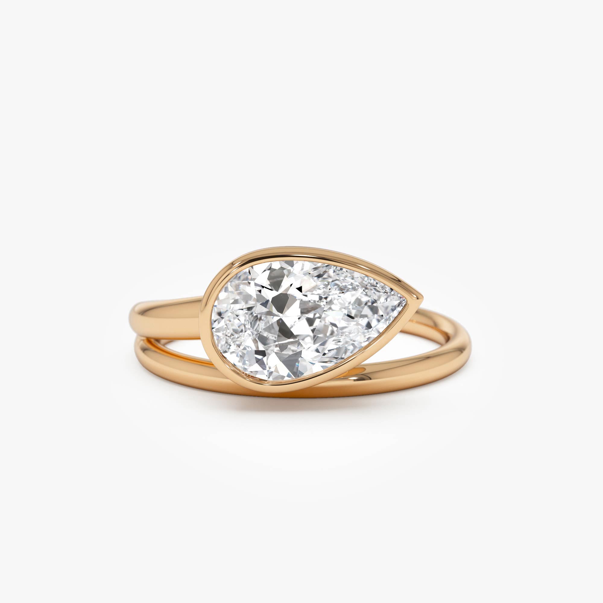 OBFJ0356 - 1.5 Ctw Pear Bezel Setting Lab Diamond Ring - Mira 3