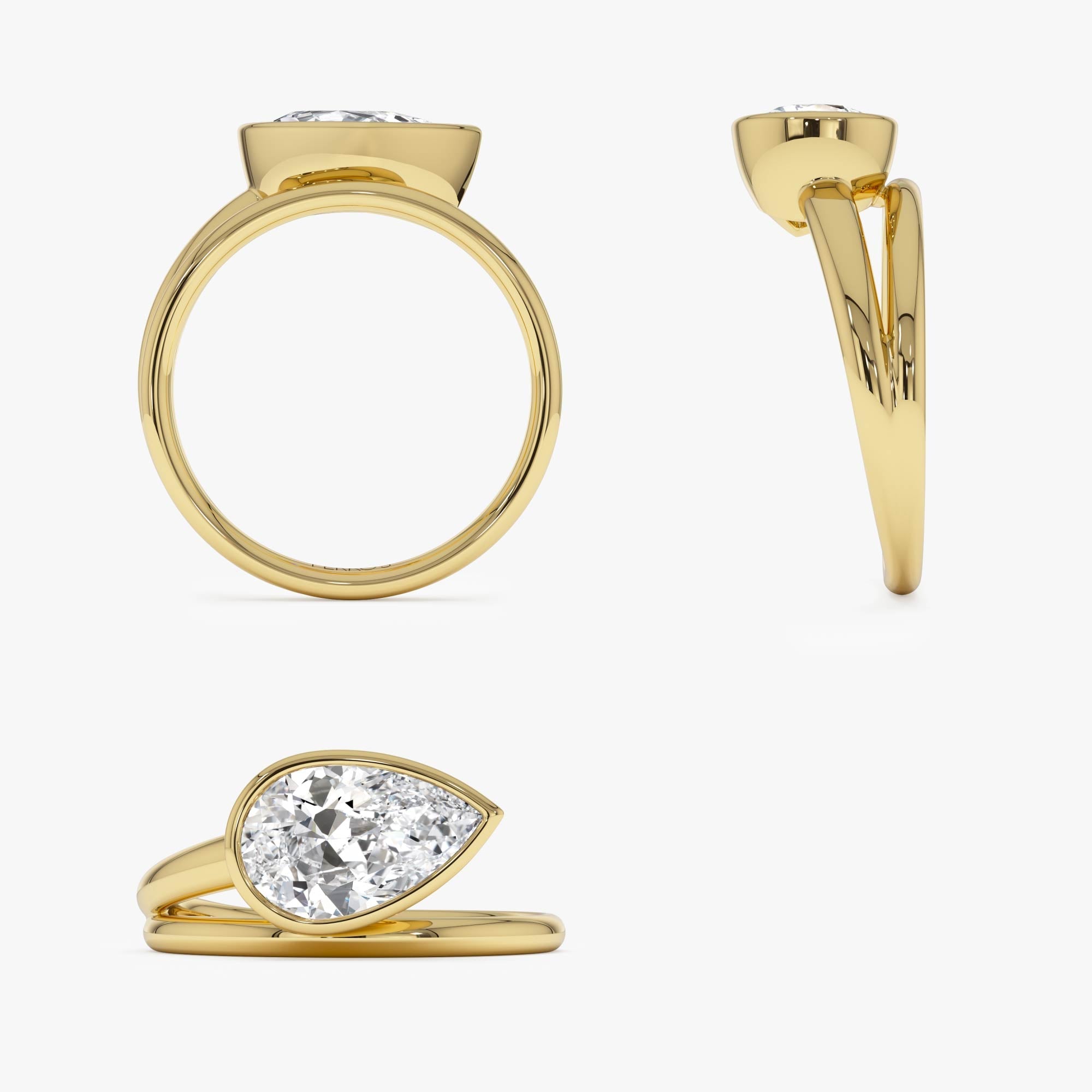 OBFJ0356 - 1.5 Ctw Pear Bezel Setting Lab Diamond Ring - Mira 5