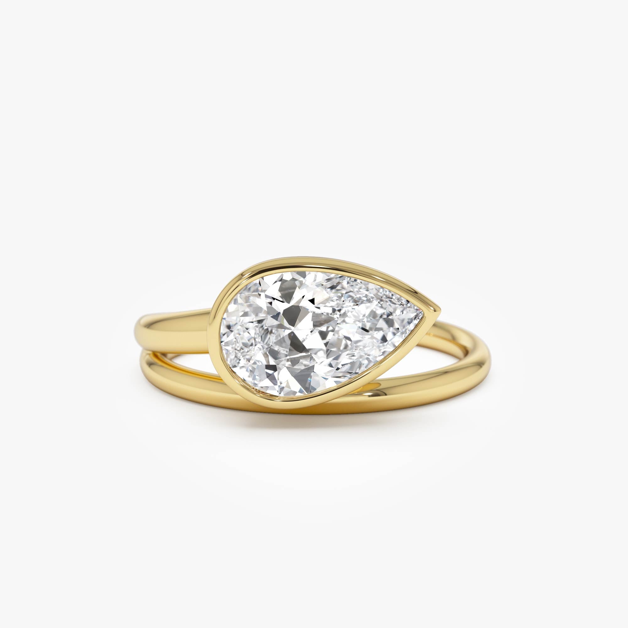 OBFJ0356 - 1.5 Ctw Pear Bezel Setting Lab Diamond Ring - Mira 1