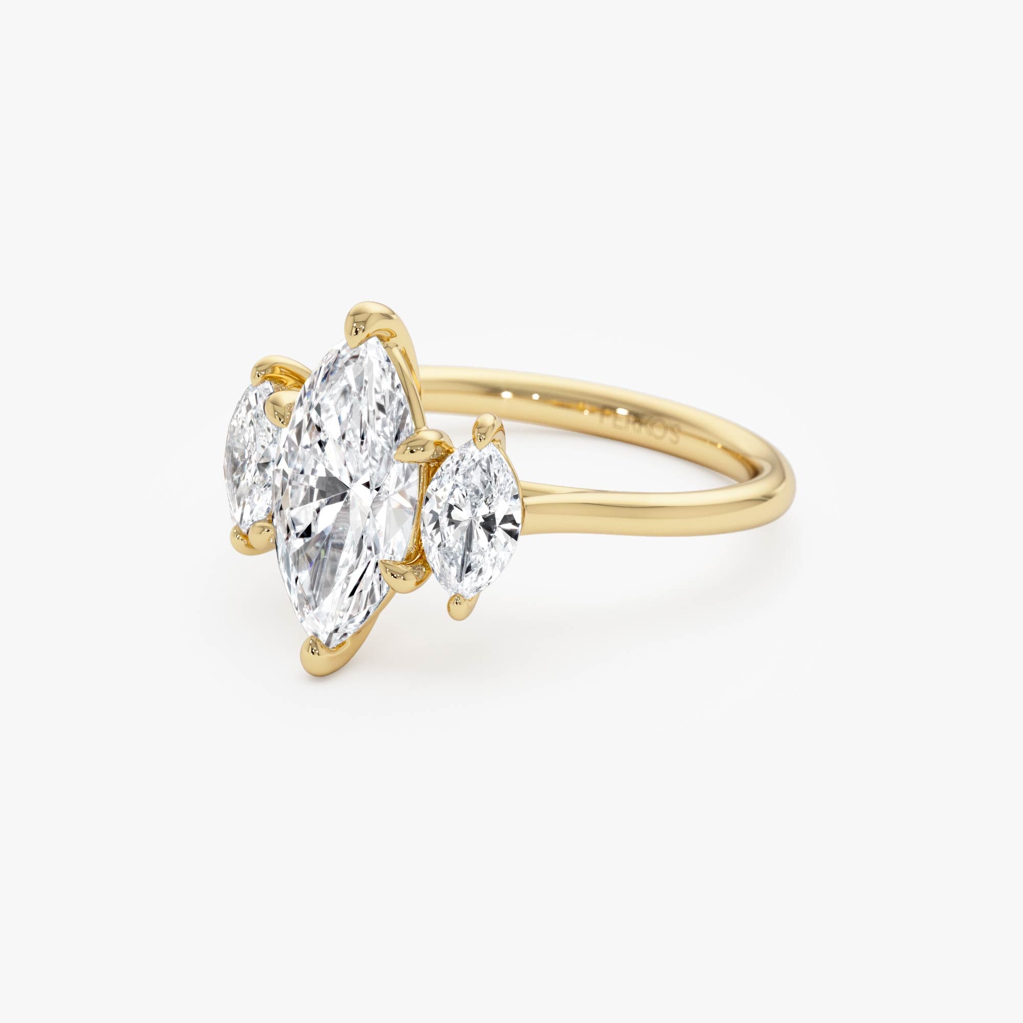 OBFJ0413 - 2.00ctw 14k Marquise Shaped Three Stone Lab Grown Diamond Engagement Ring - Adele 9