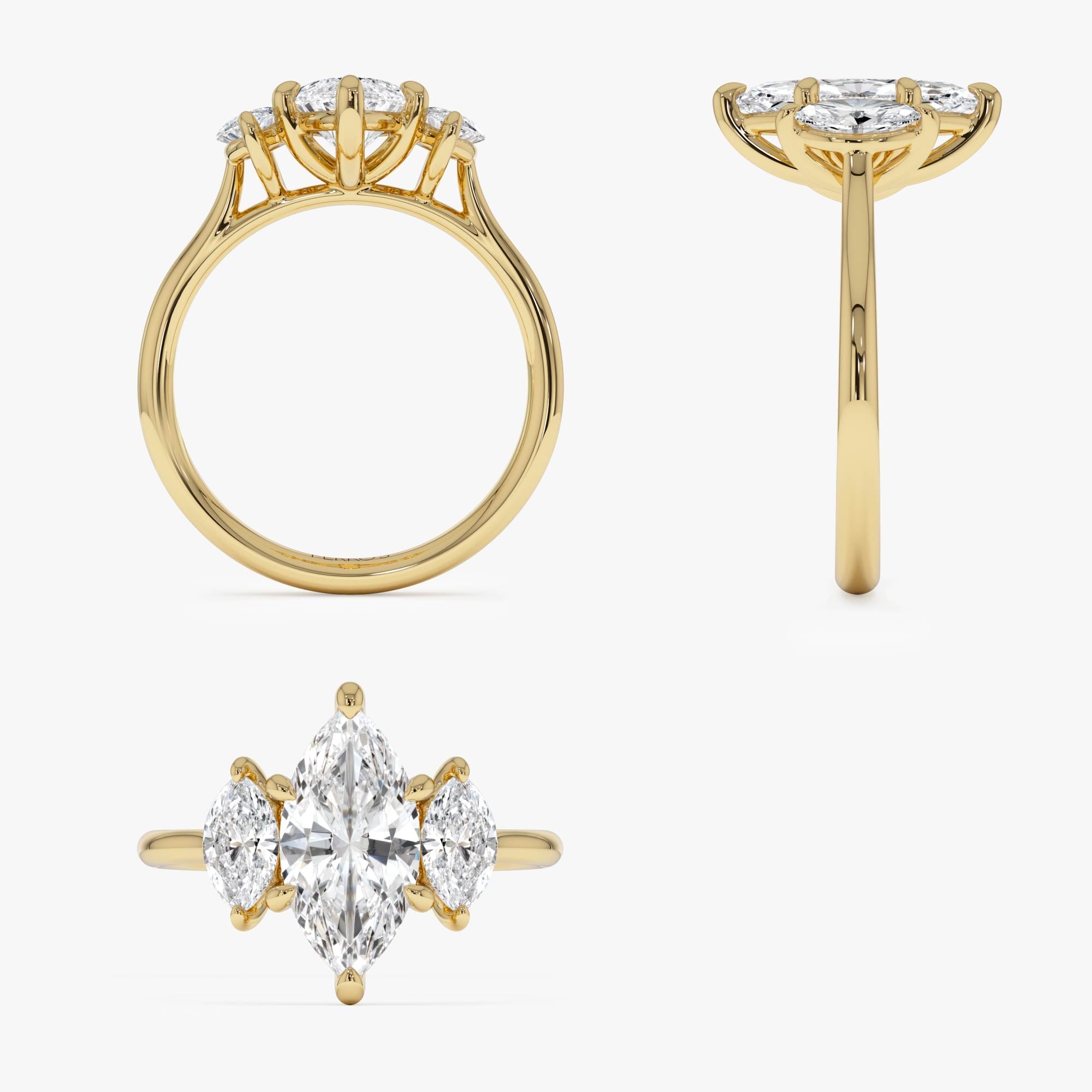 OBFJ0413 - 2.00ctw 14k Marquise Shaped Three Stone Lab Grown Diamond Engagement Ring - Adele 10