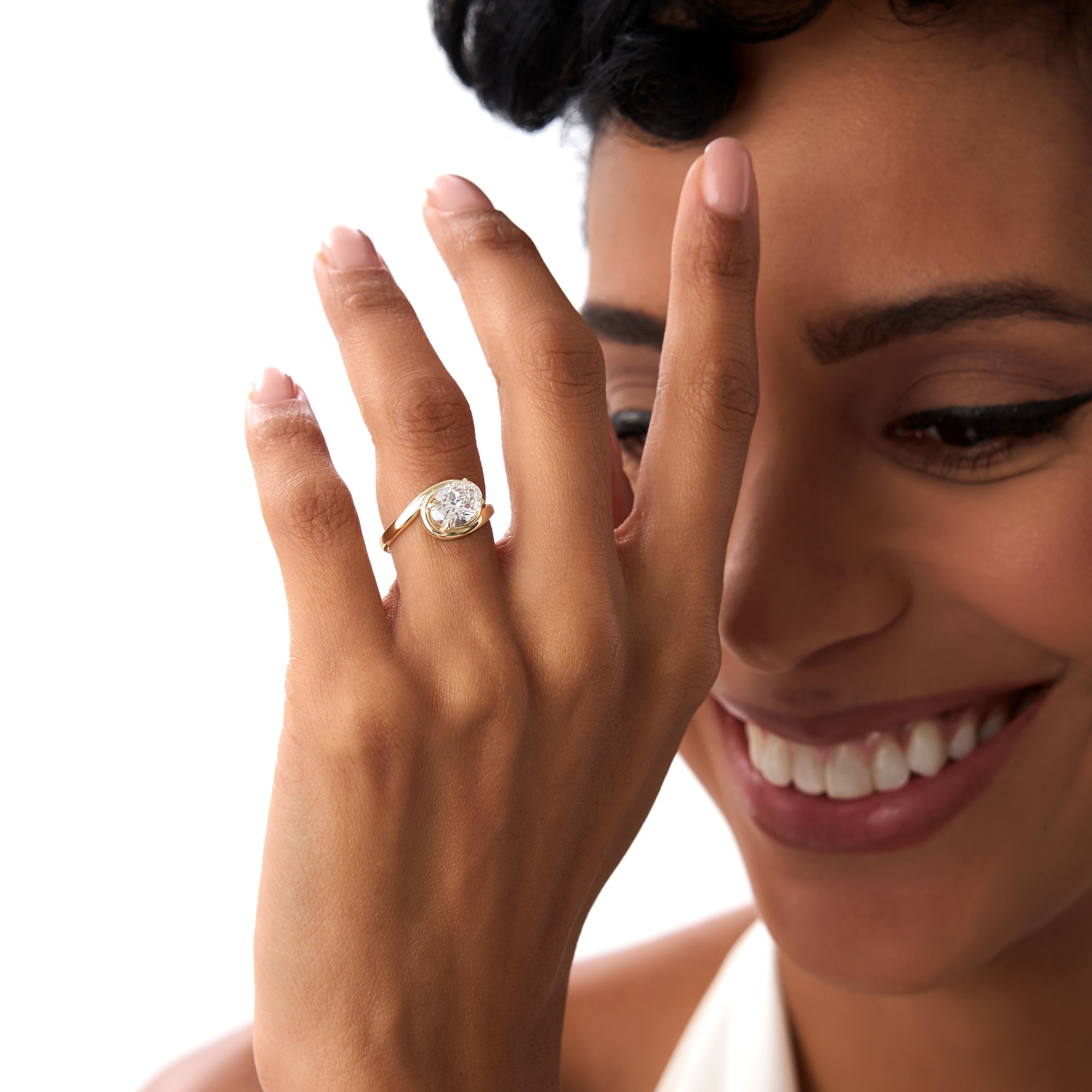OBFJ0412 - 1.50ctw 14k Oval Shaped LabGrown Diamond Bypass Engagement Ring - Bianca 4