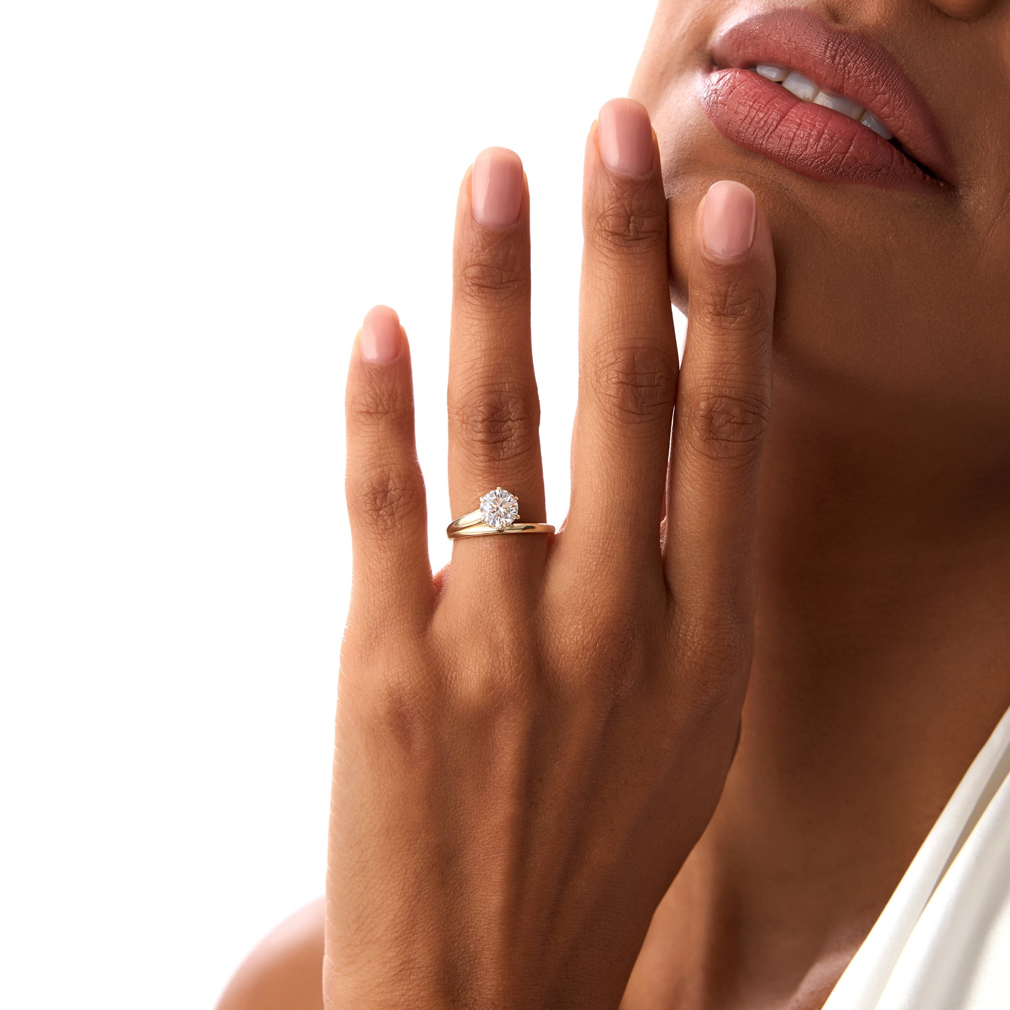 OBFJ0382 - 1.00 Ctw Round Lab Diamond Unique Solitaire Ring 2