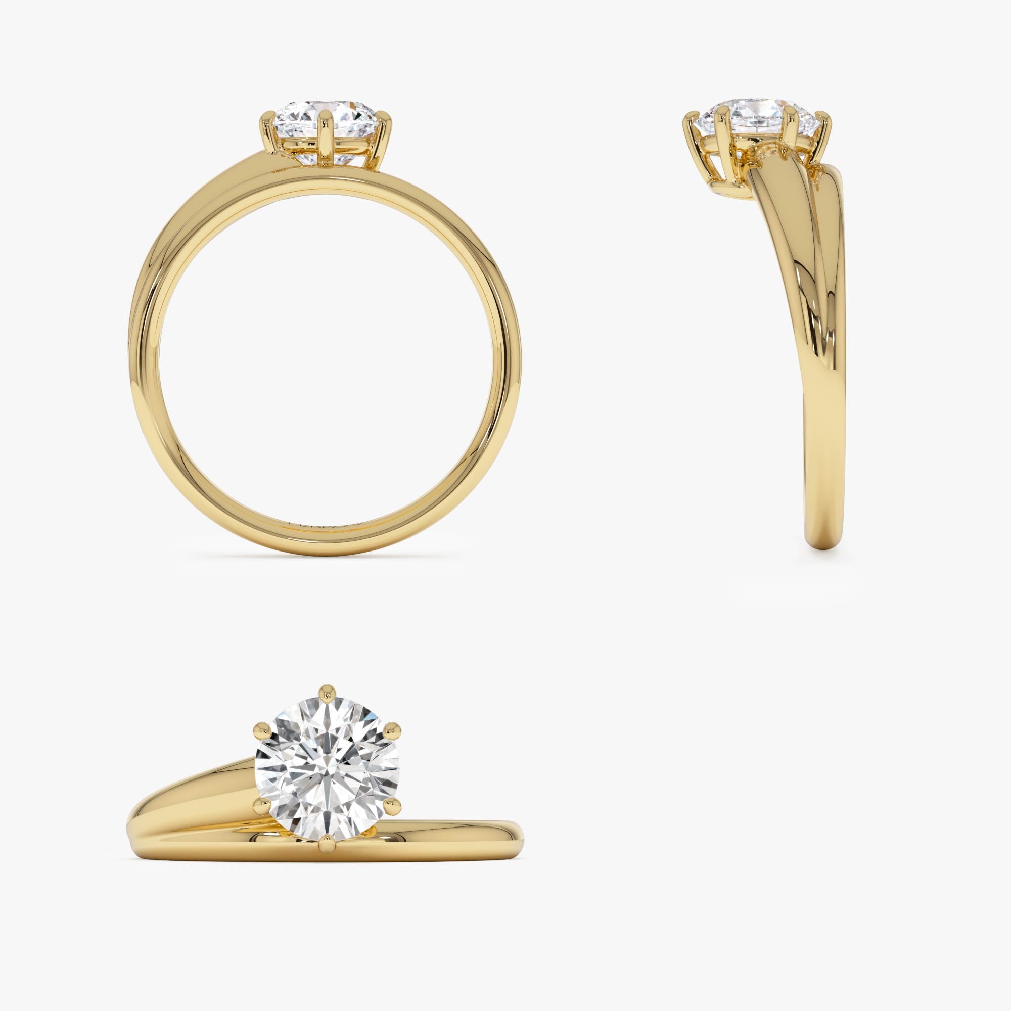 OBFJ0382 - 1.00 Ctw Round Lab Diamond Unique Solitaire Ring 9
