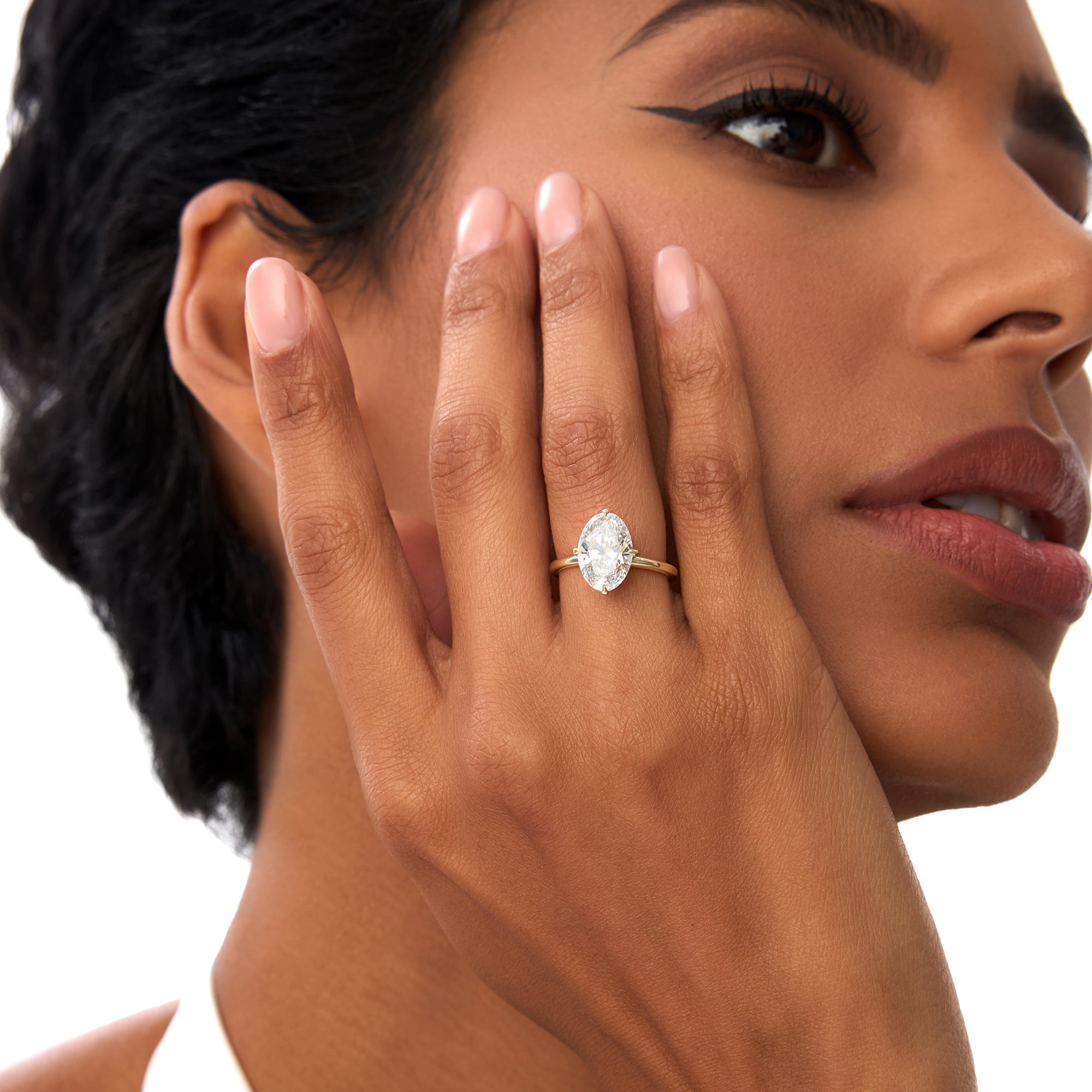 OBFJ0349 - 3.00 Ctw 14k Gold Oval Shape Lab Grown Prong Setting Engagement Ring - Vita 4