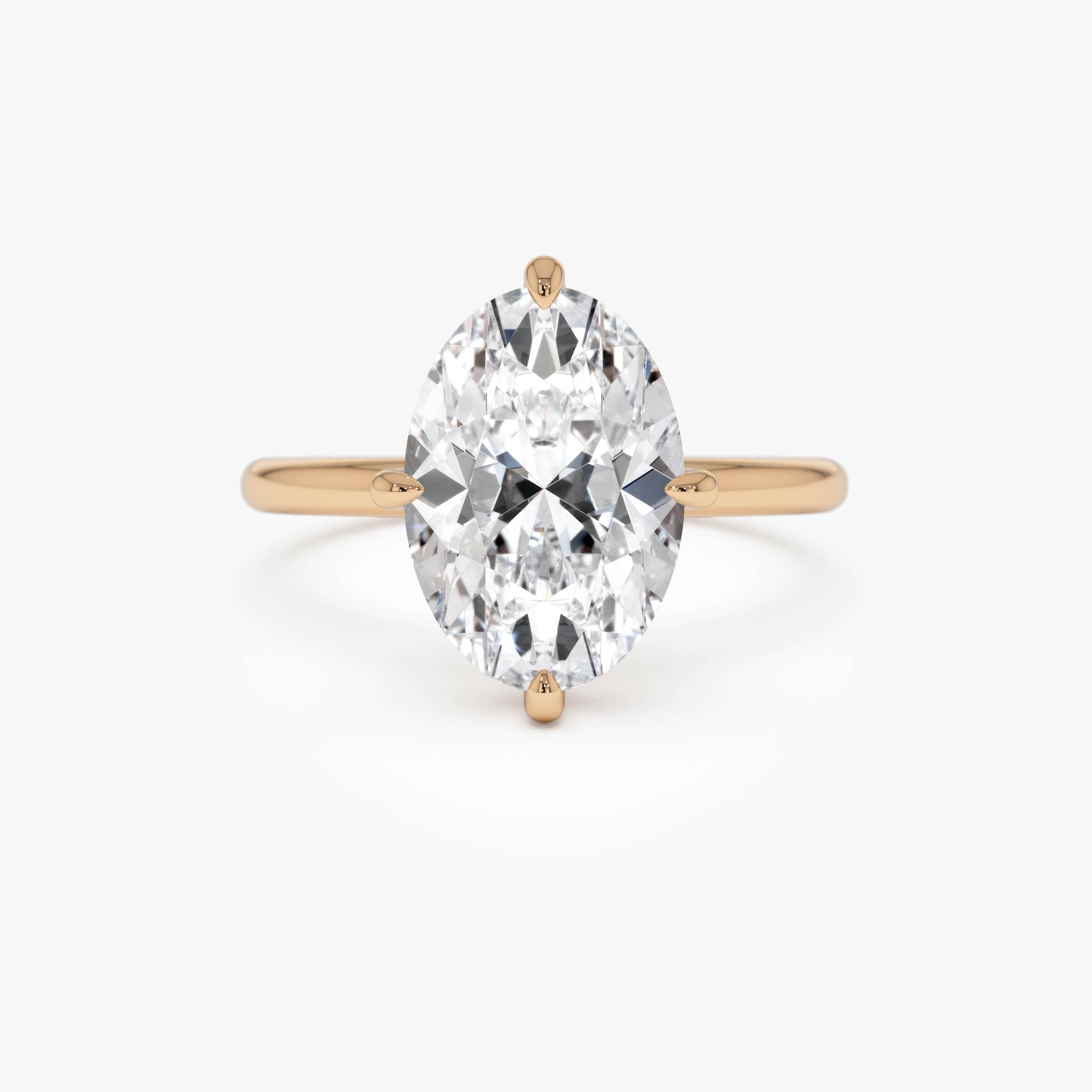 OBFJ0349 - 3.00 Ctw 14k Gold Oval Shape Lab Grown Prong Setting Engagement Ring - Vita 8