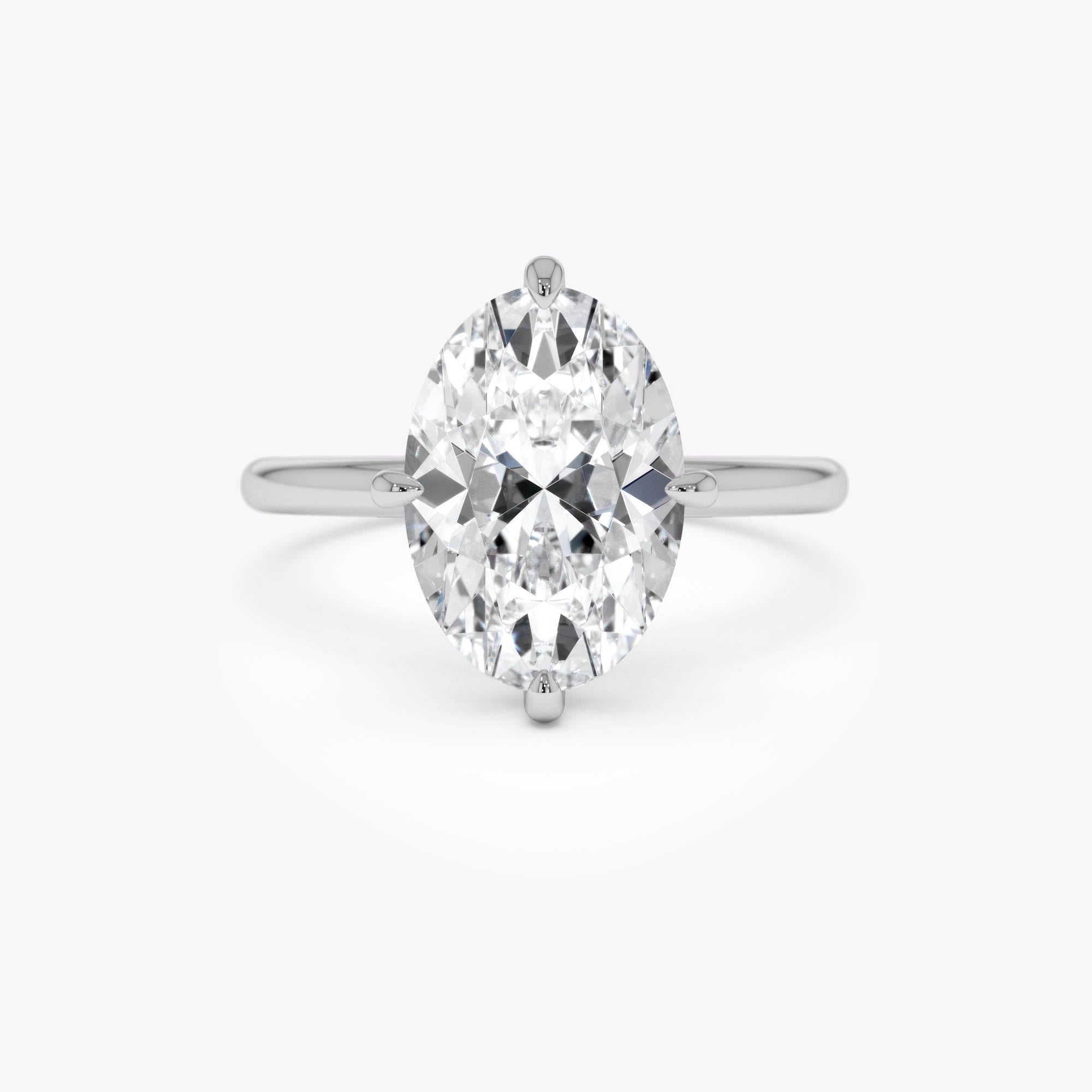 OBFJ0349 - 3.00 Ctw 14k Gold Oval Shape Lab Grown Prong Setting Engagement Ring - Vita 9