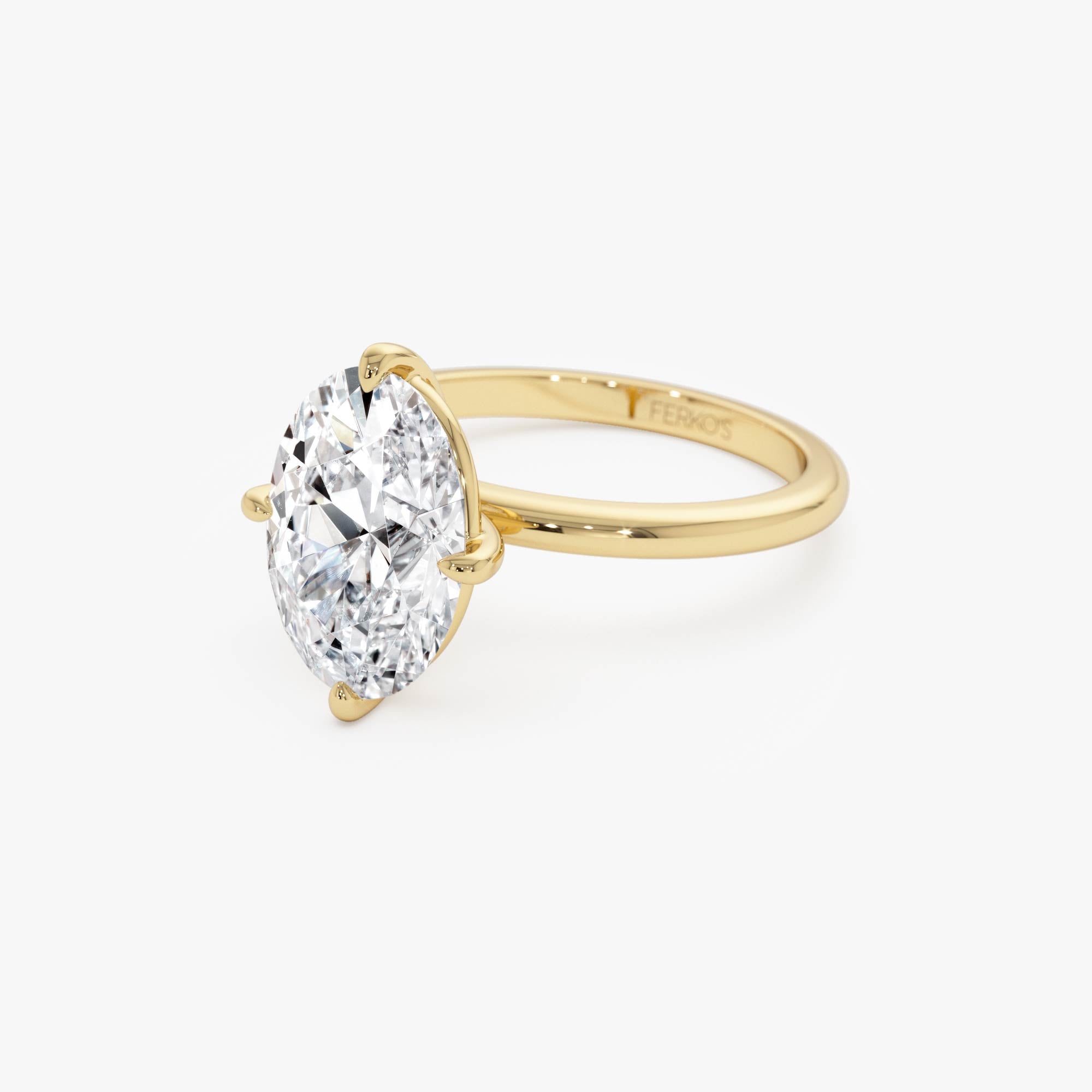 OBFJ0349 - 3.00 Ctw 14k Gold Oval Shape Lab Grown Prong Setting Engagement Ring - Vita 10