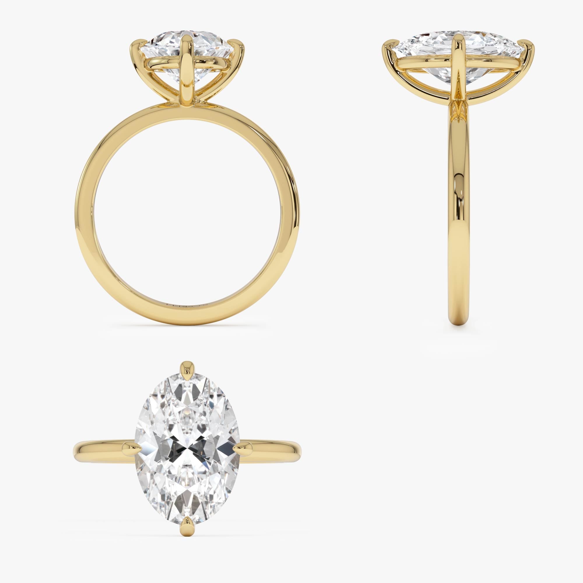 OBFJ0349 - 3.00 Ctw 14k Gold Oval Shape Lab Grown Prong Setting Engagement Ring - Vita 11