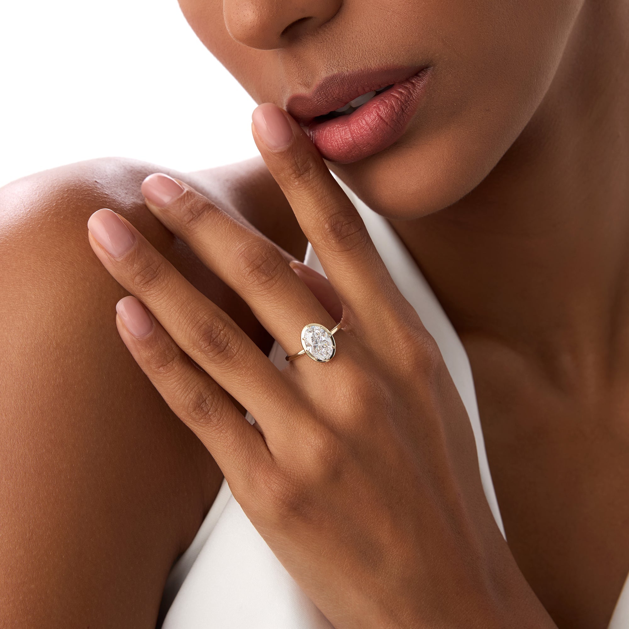 OBFJ0389 - 2.00 Ctw 14k Gold Oval Shape Lab Grown Diamond Claw Prong Engagement Ring - Leta 5
