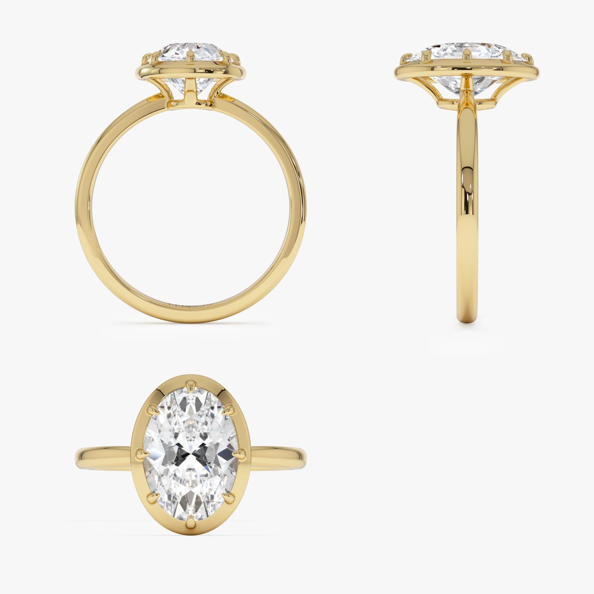 OBFJ0389 - 2.00 Ctw 14k Gold Oval Shape Lab Grown Diamond Claw Prong Engagement Ring - Leta 8