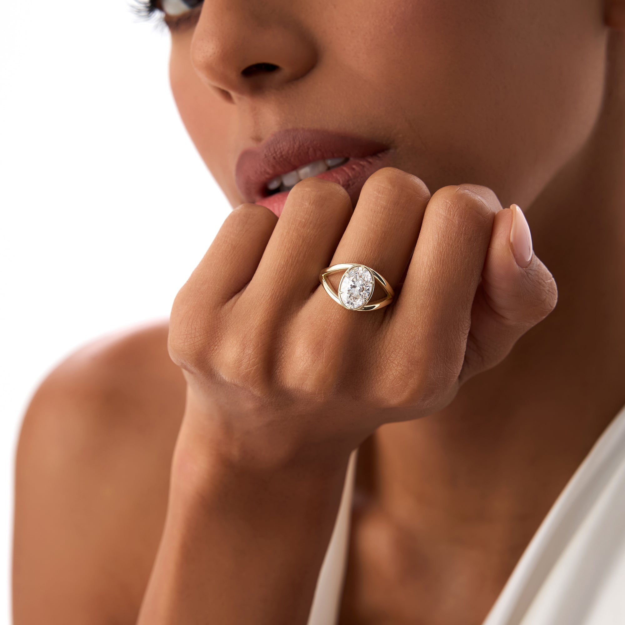 OBFJ0411 - 2.00ctw 14k Oval Shaped Split Shank Lab Grown Diamond Engagement Ring - Nella 2