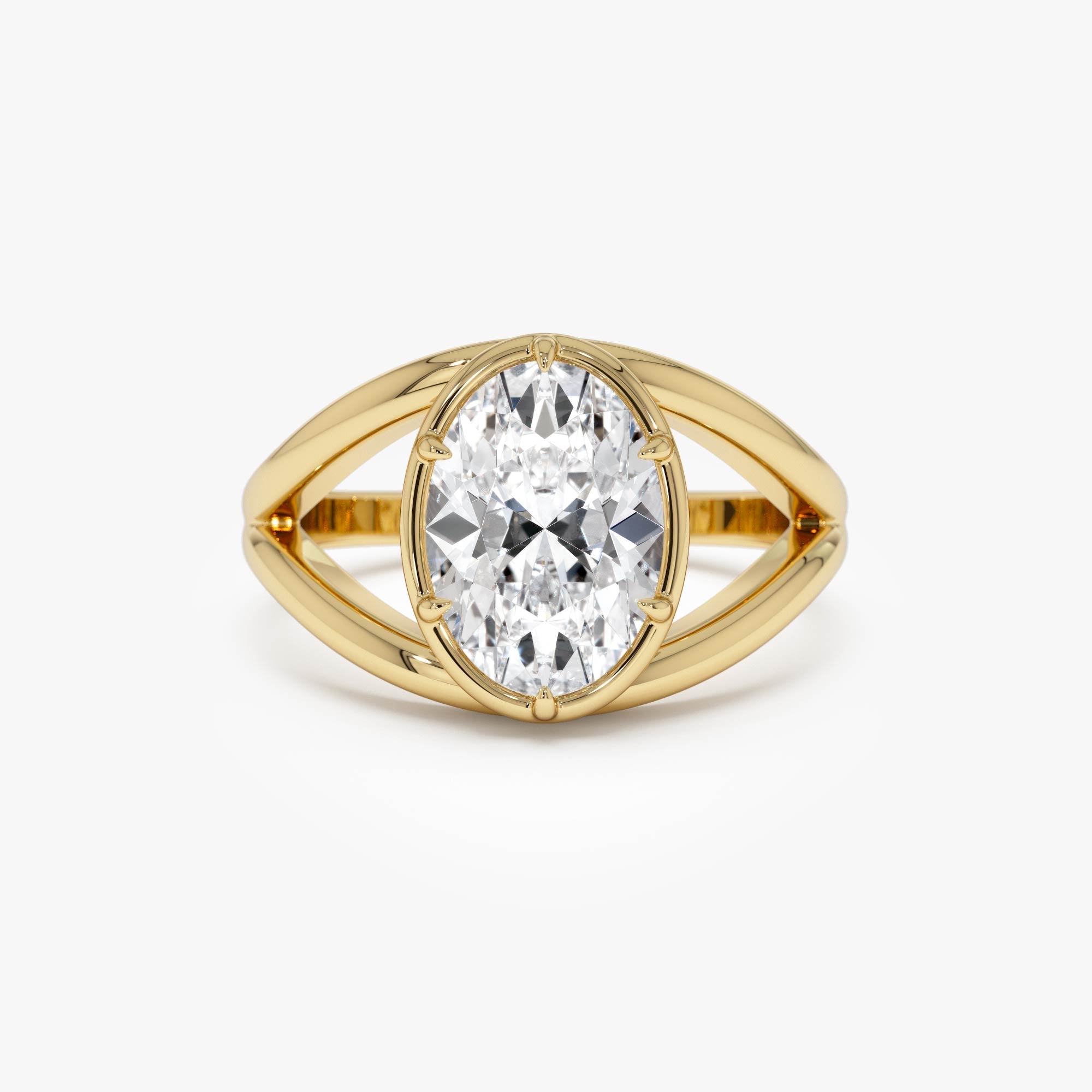 OBFJ0411 - 2.00ctw 14k Oval Shaped Split Shank Lab Grown Diamond Engagement Ring - Nella 1