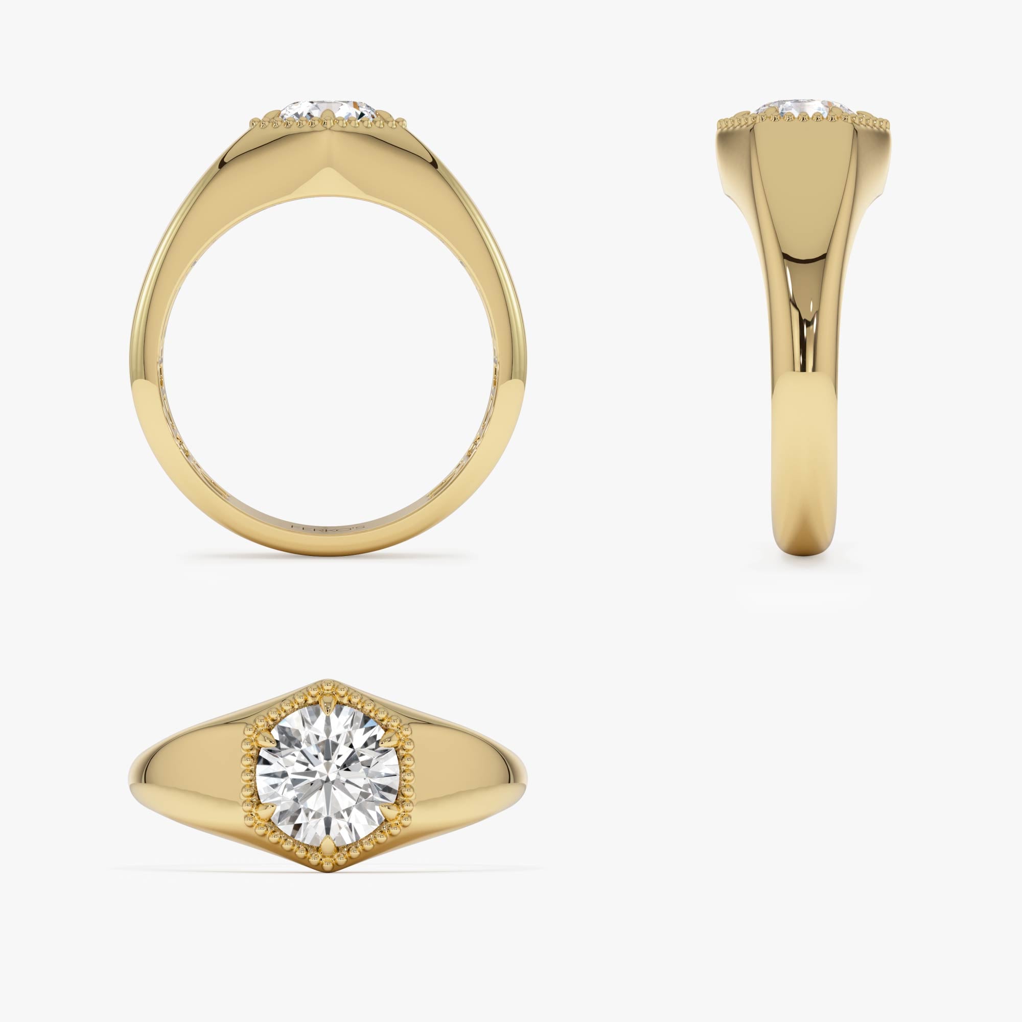 OBFJ0388 - 0.75 Ctw 14k  Lab Grown Diamond Hexagon Signet Ring - Maia 11