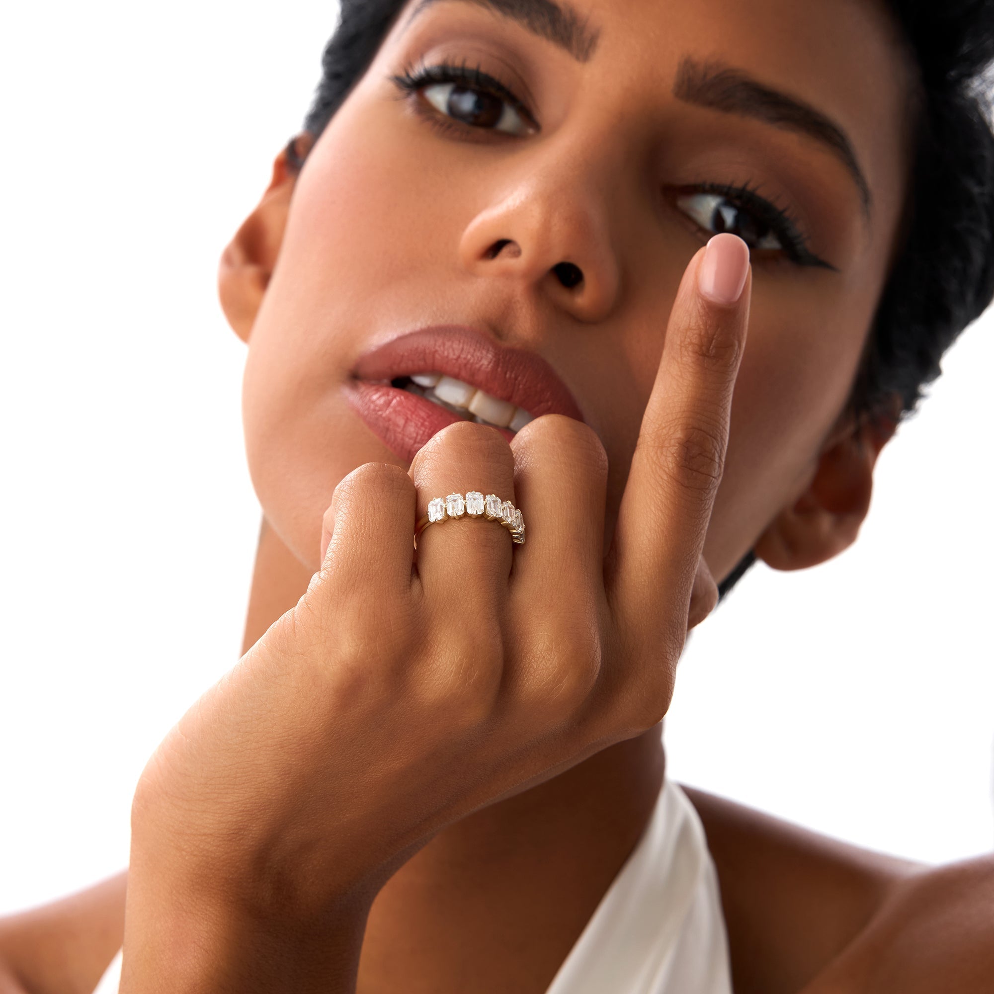 OBFJ0410 - 1.48ctw Emerald Cut Lab Diamond Anniversary Ring - Pina 3