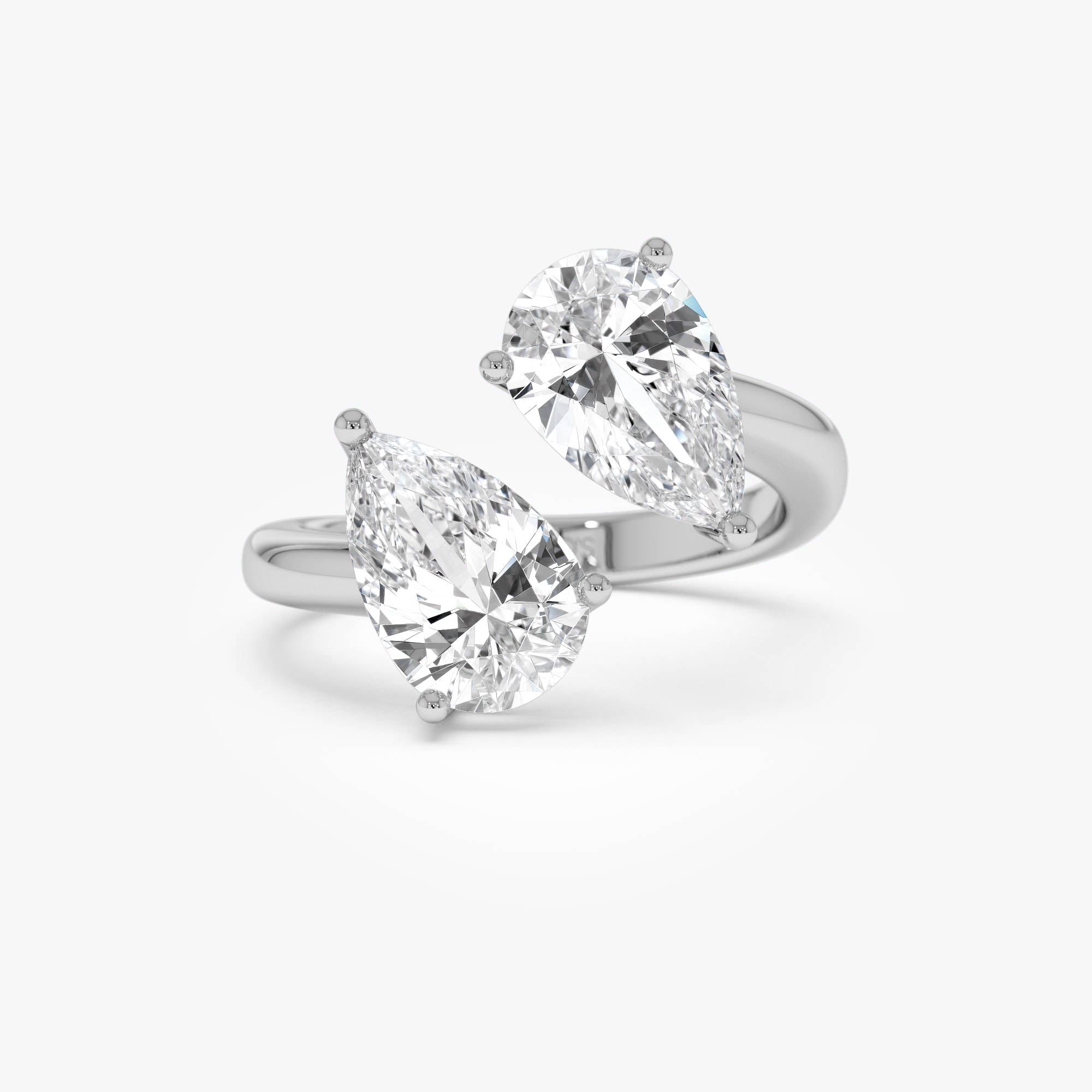 OBFJ0408 - 3.05ctw 14k Pear Shaped Lab Grown Diamond Toi et Moi Ring - Zora 6
