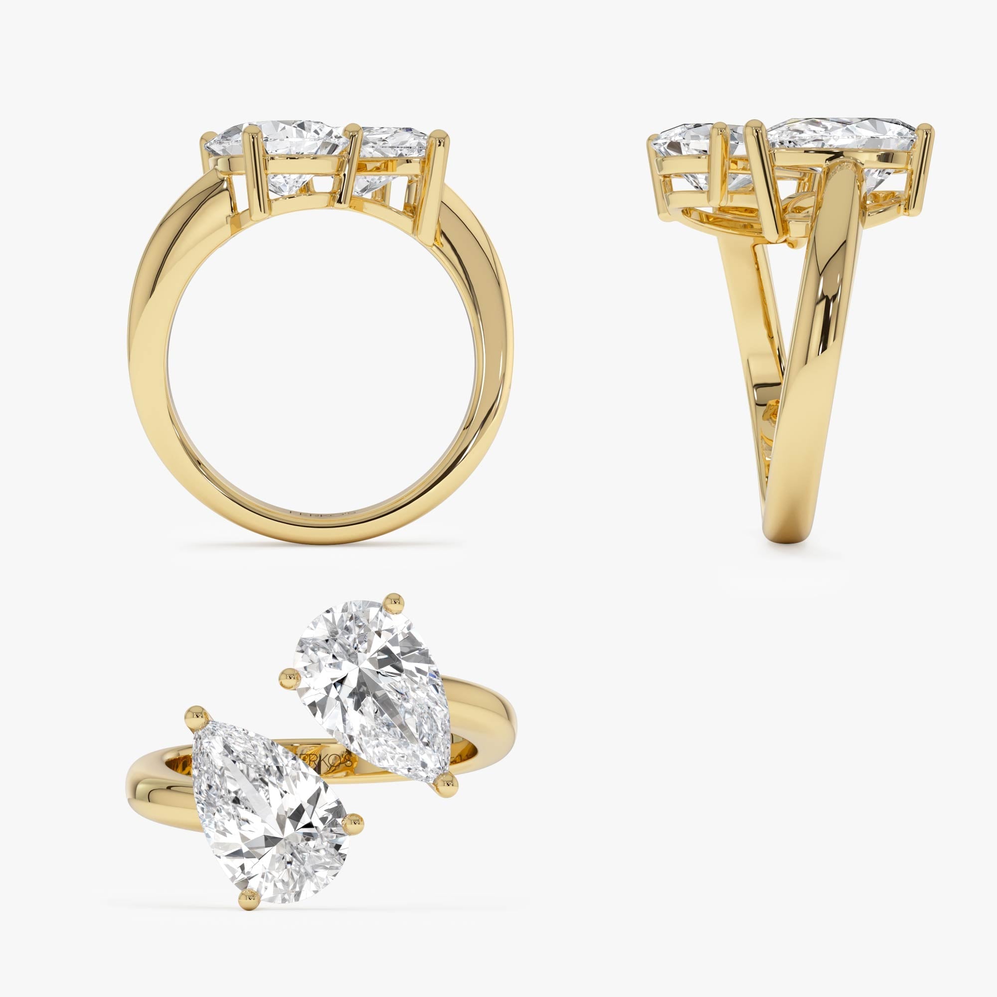 OBFJ0408 - 3.05ctw 14k Pear Shaped Lab Grown Diamond Toi et Moi Ring - Zora 8