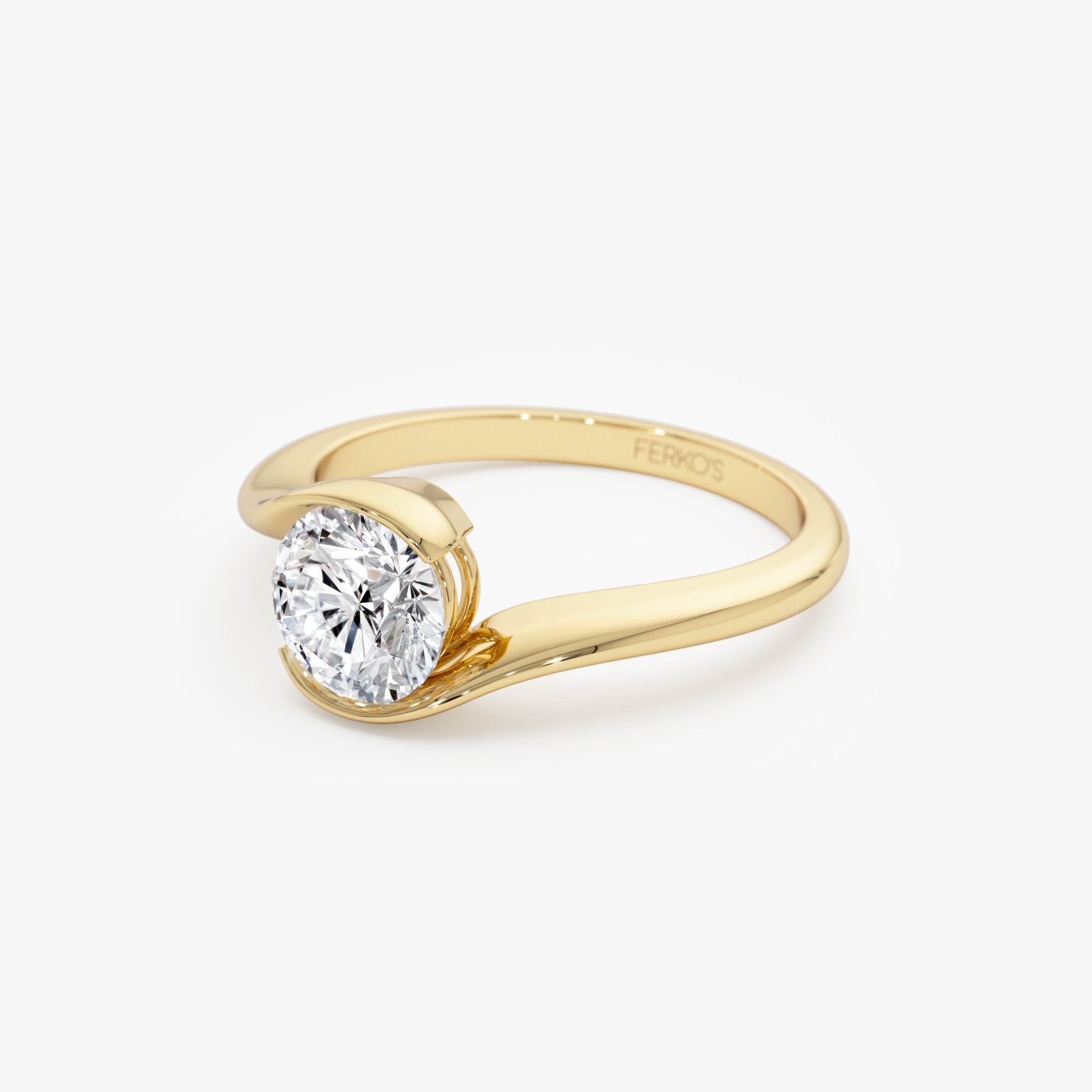OBFJ0353 - 1.00 Ctw 14k Gold Round Shape Lab Grown Diamond S Shape Engagement Ring - Maris 8