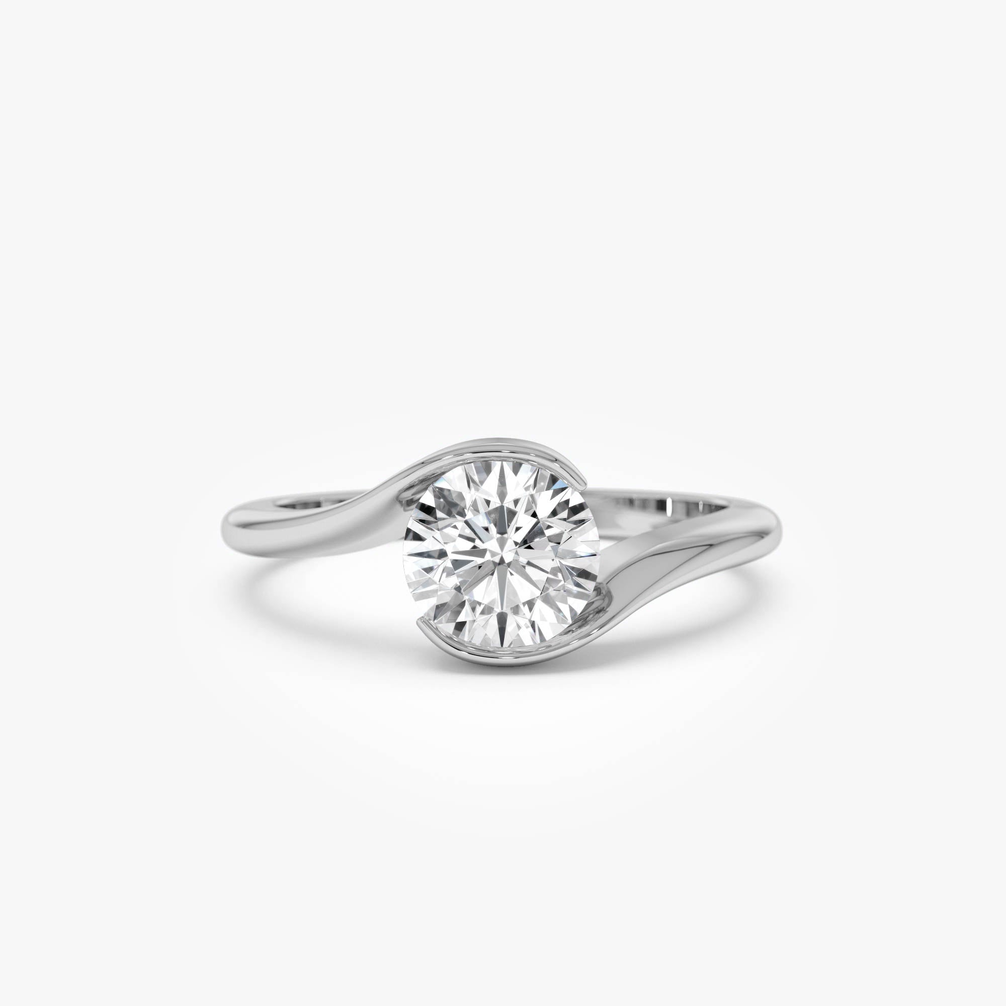 OBFJ0353 - 1.00 Ctw 14k Gold Round Shape Lab Grown Diamond S Shape Engagement Ring - Maris 6