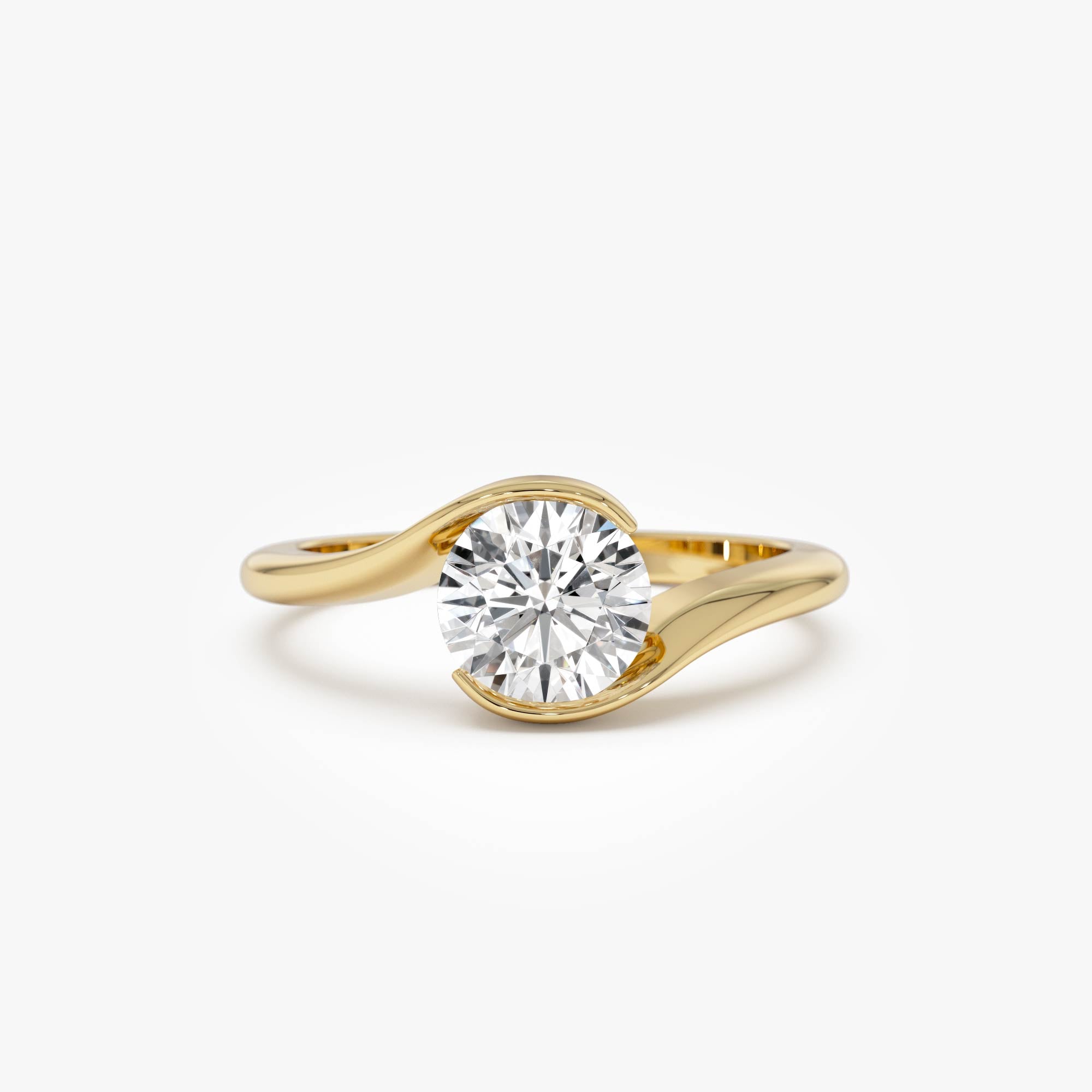 OBFJ0353 - 1.00 Ctw 14k Gold Round Shape Lab Grown Diamond S Shape Engagement Ring - Maris 1