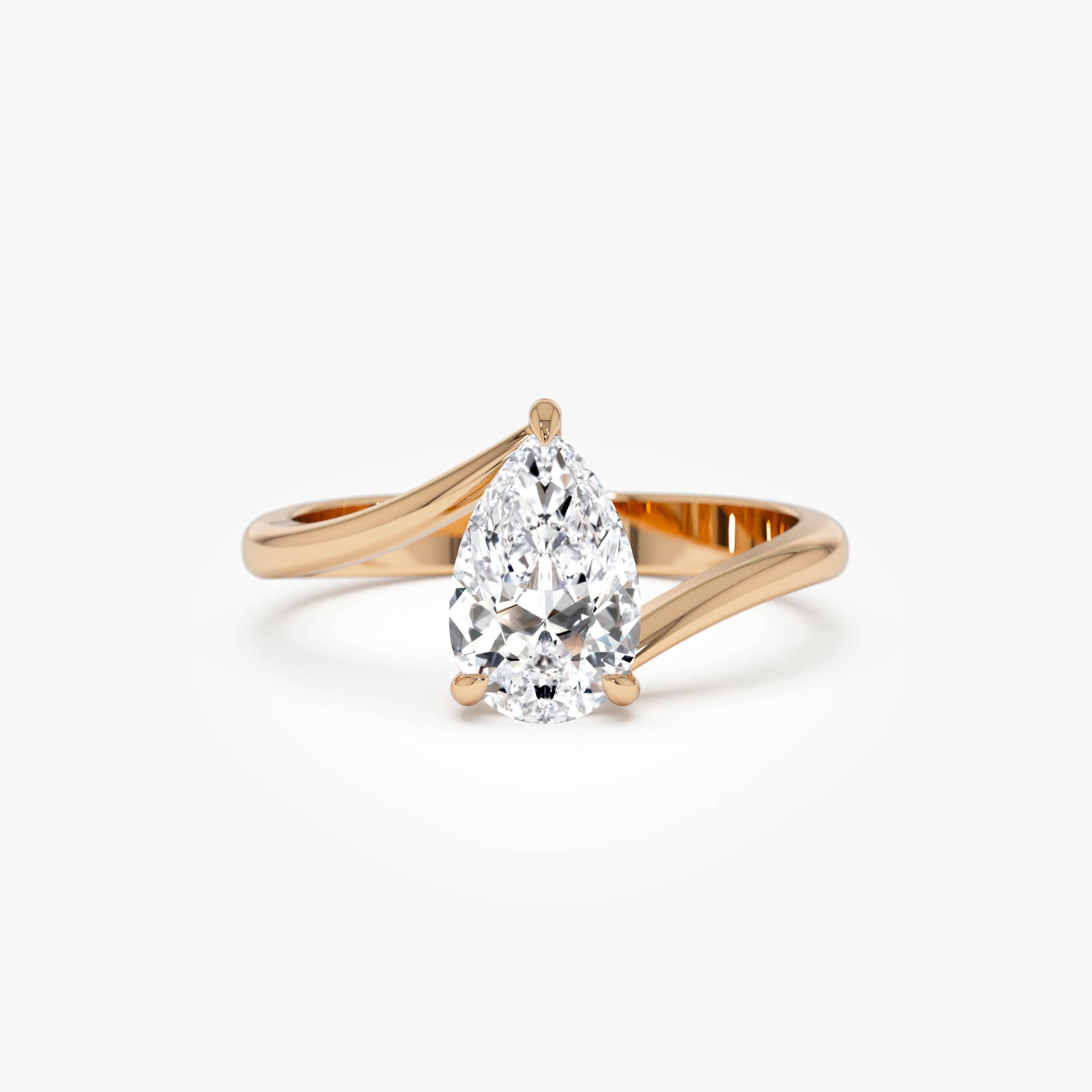 OBFJ0351 - 1.00 Ctw 14k Gold Pear Shape Lab Grown Diamond S Setting Engagement Ring - Kim 6