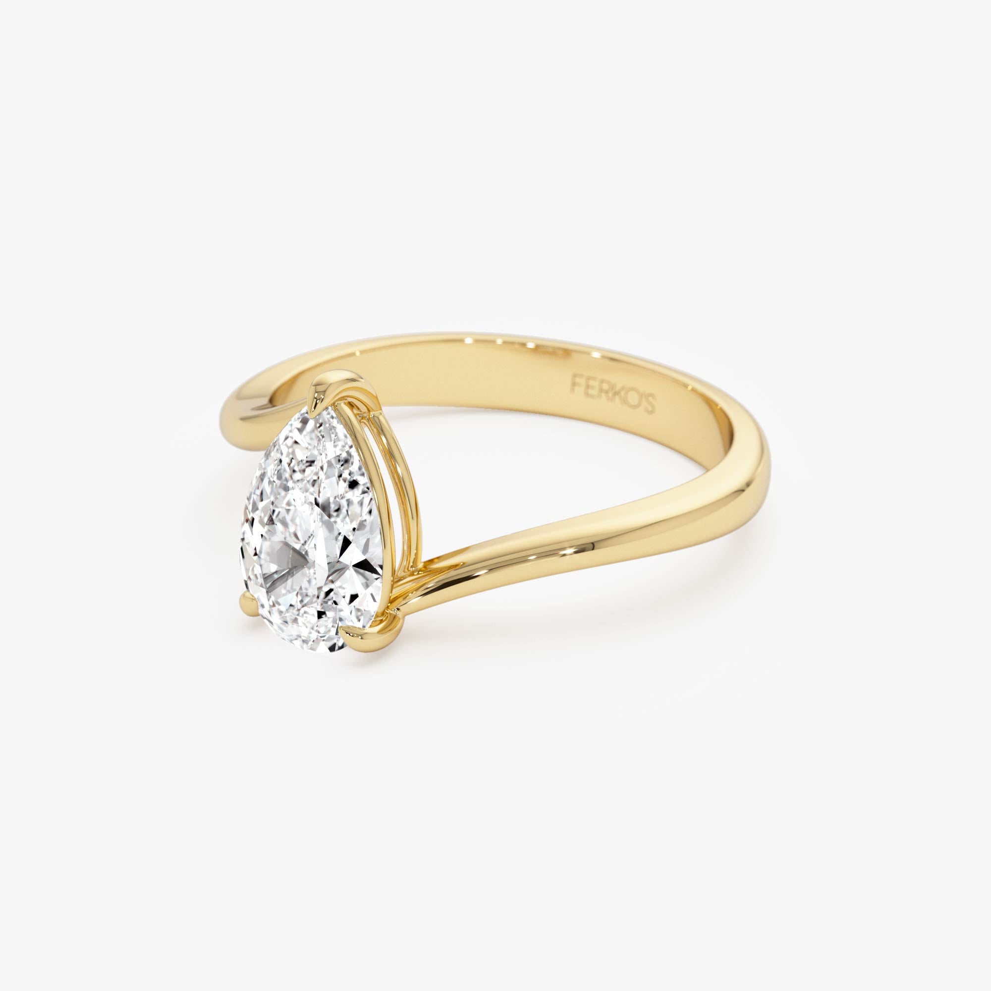 OBFJ0351 - 1.00 Ctw 14k Gold Pear Shape Lab Grown Diamond S Setting Engagement Ring - Kim 8