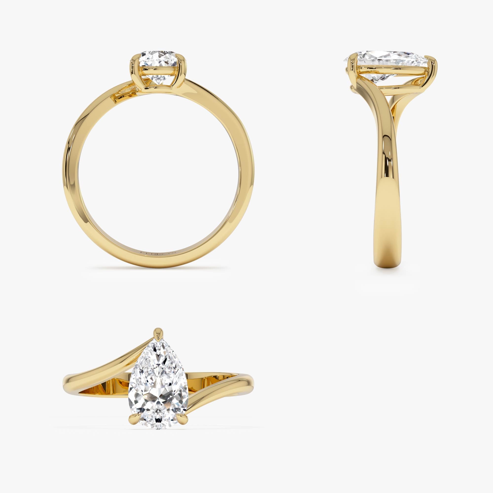 OBFJ0351 - 1.00 Ctw 14k Gold Pear Shape Lab Grown Diamond S Setting Engagement Ring - Kim 9