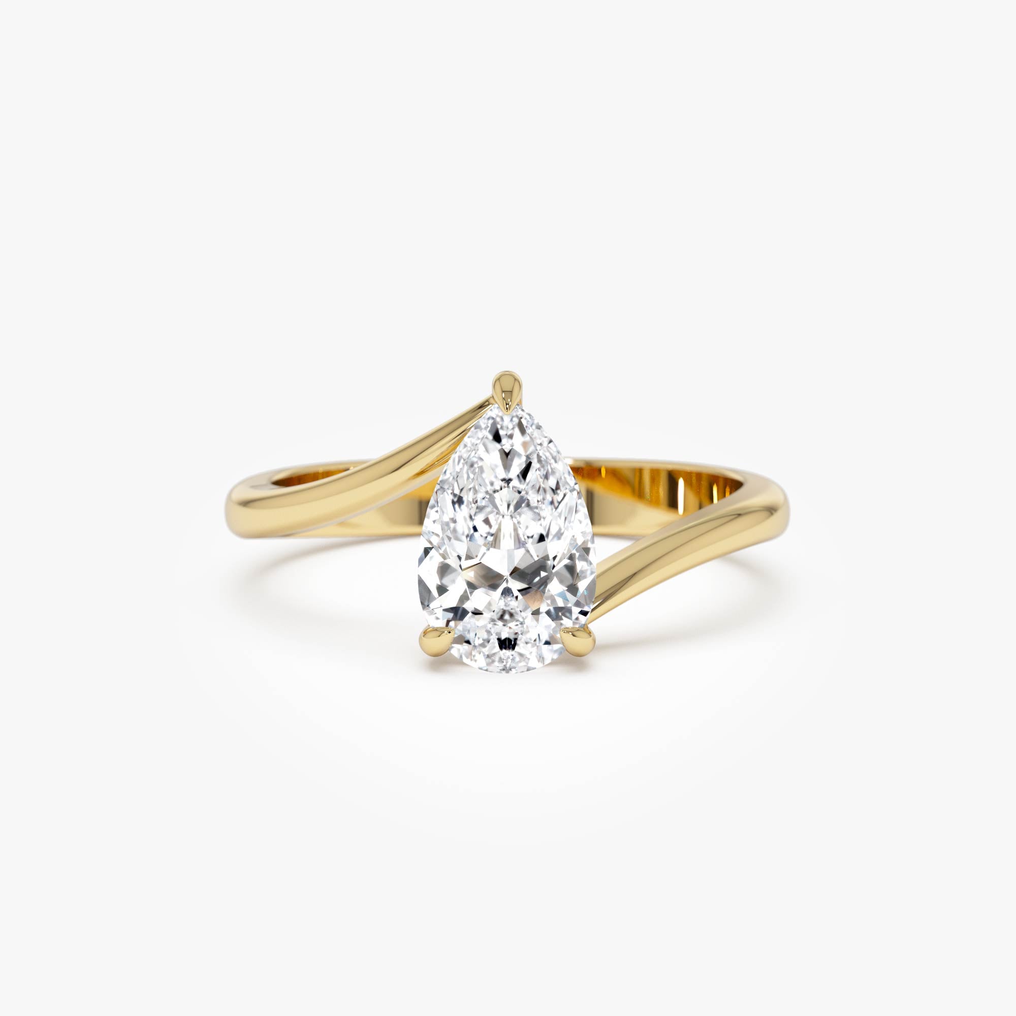 OBFJ0351 - 1.00 Ctw 14k Gold Pear Shape Lab Grown Diamond S Setting Engagement Ring - Kim 1