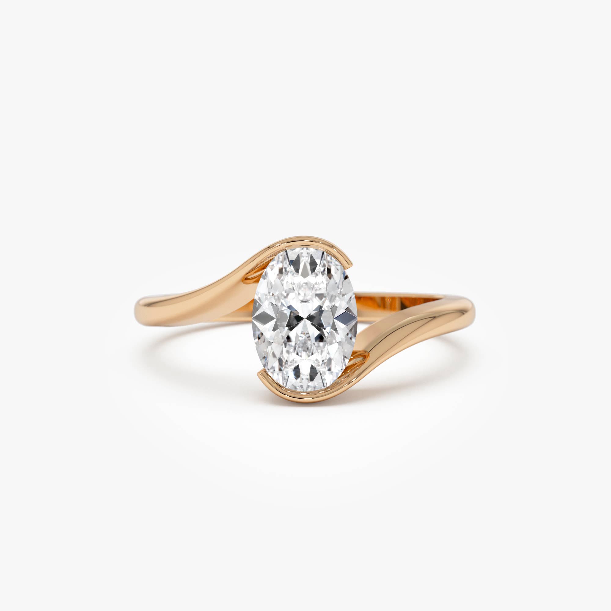 OBFJ0350 - 1.00 Ctw 14k Gold Oval Lab Grown Diamond S Setting Engagement Ring - Luisa 6
