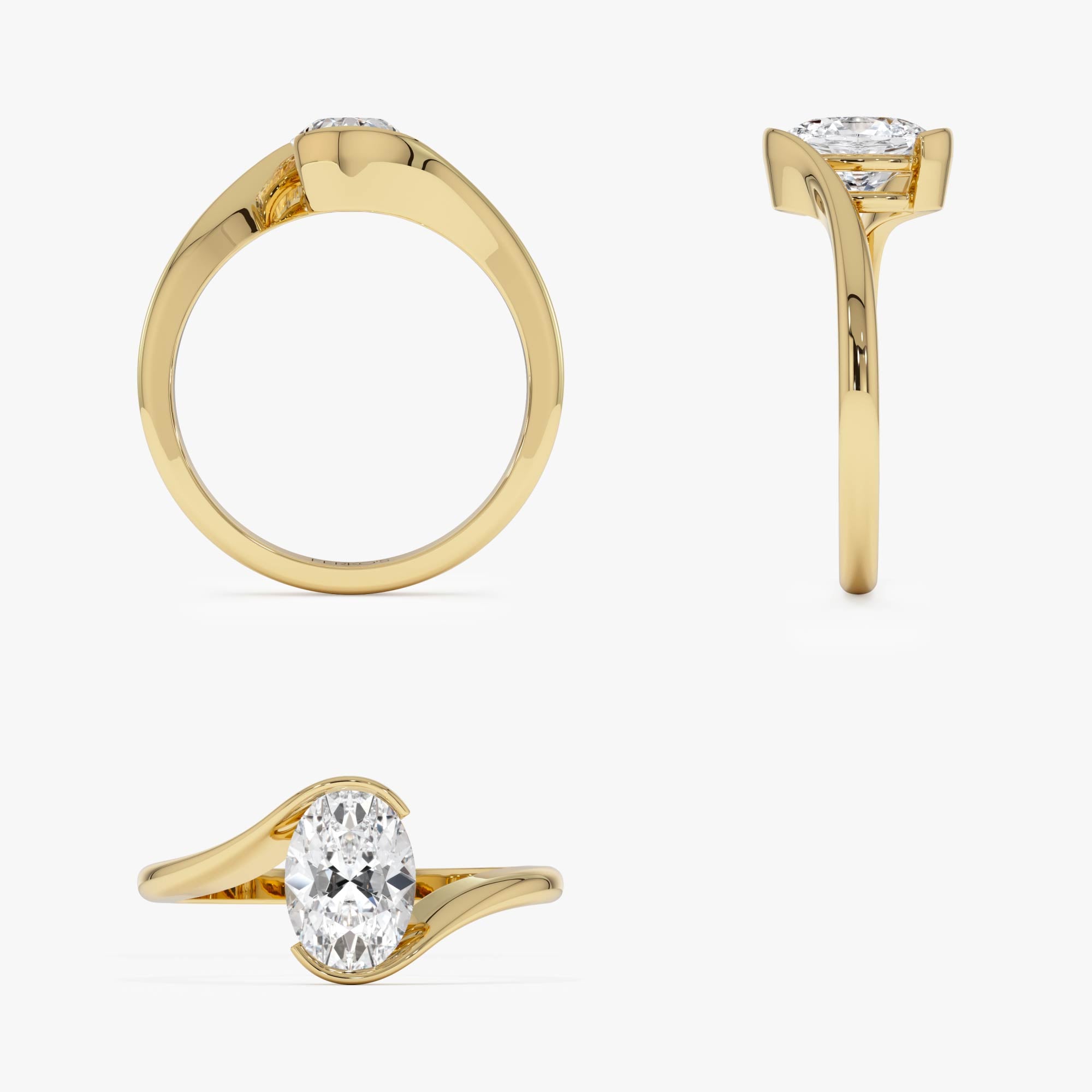 OBFJ0350 - 1.00 Ctw 14k Gold Oval Lab Grown Diamond S Setting Engagement Ring - Luisa 9