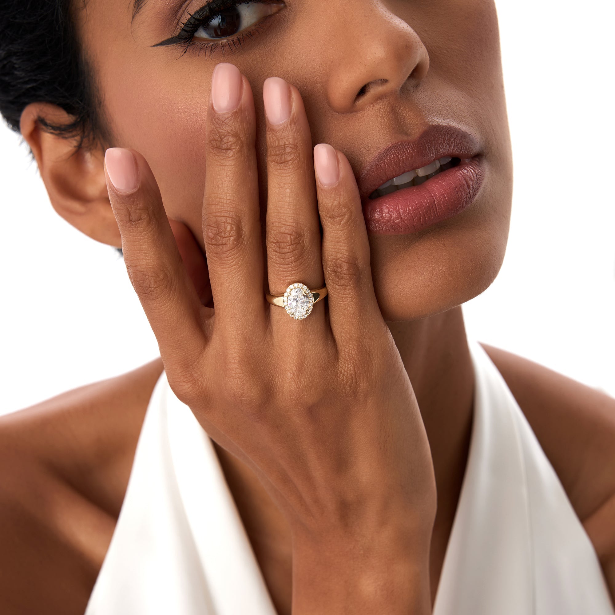 OBFJ0352 - 1.85 Ctw 14k Oval Shape Lab Grown Diamond Halo Engagement Ring - Leta 4