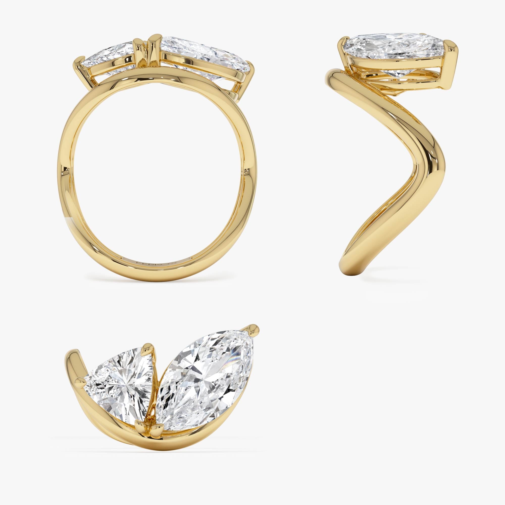 OBFJ0357 - 3.00ctw 14k  Marquise & Trillion Lab Grown Diamond Statement Ring - Mica 5