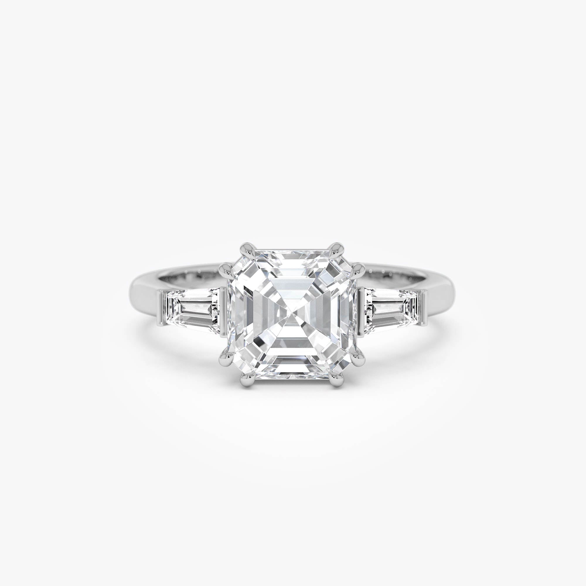 OBFJ0386 - 2.35 Ctw 14k lab Grown  Asscher Cut Three Stone Enagement Ring - Nina 4