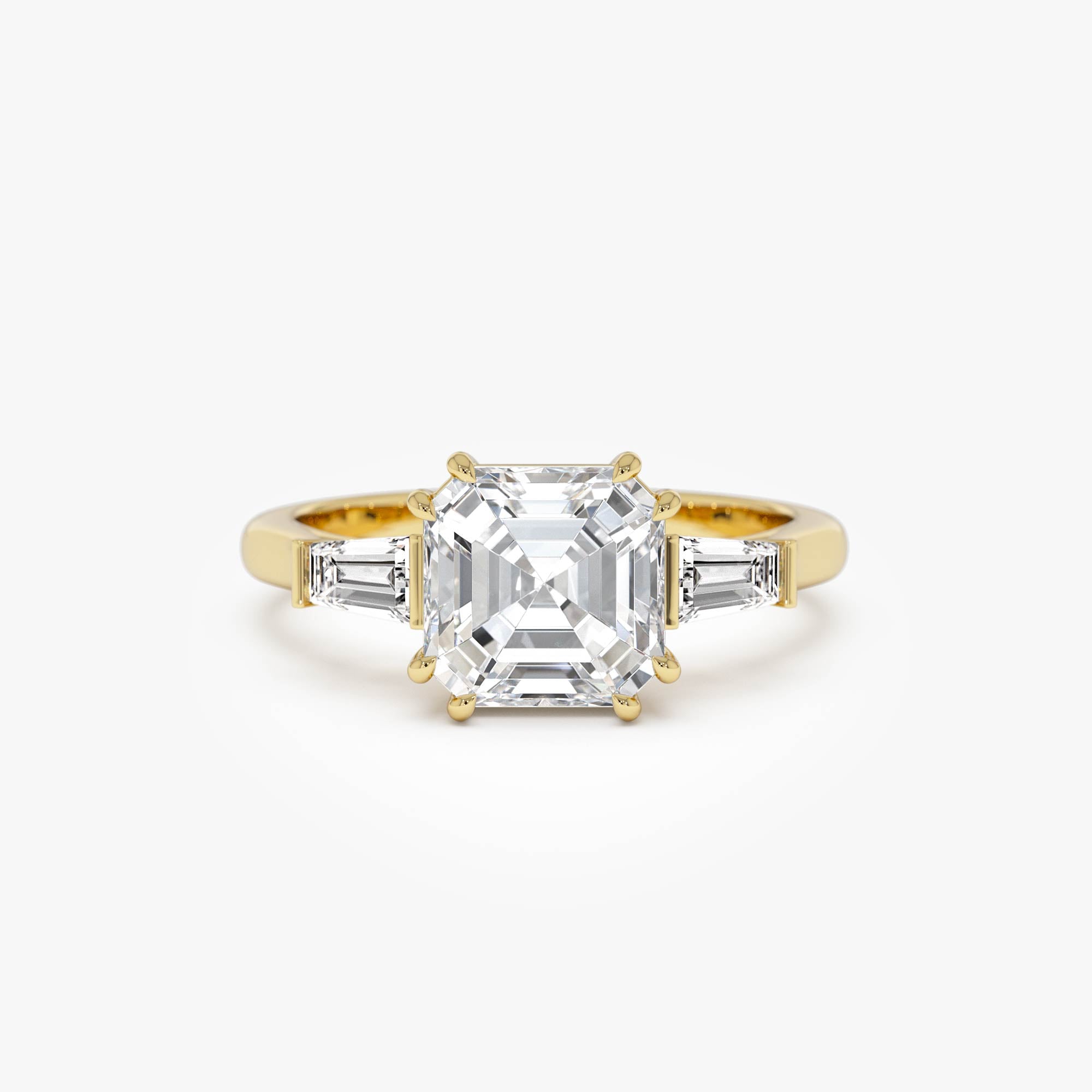 OBFJ0386 - 2.35 Ctw 14k lab Grown  Asscher Cut Three Stone Enagement Ring - Nina 1