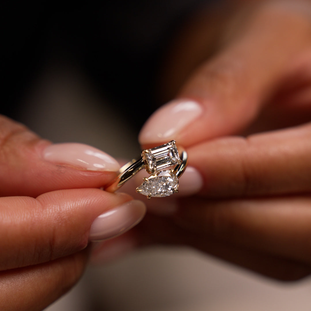 OBFJ0385 - 2.11 Ctw 14k Lab Grown Diamond Two Stone Toi et Moi Ring - Tina 4