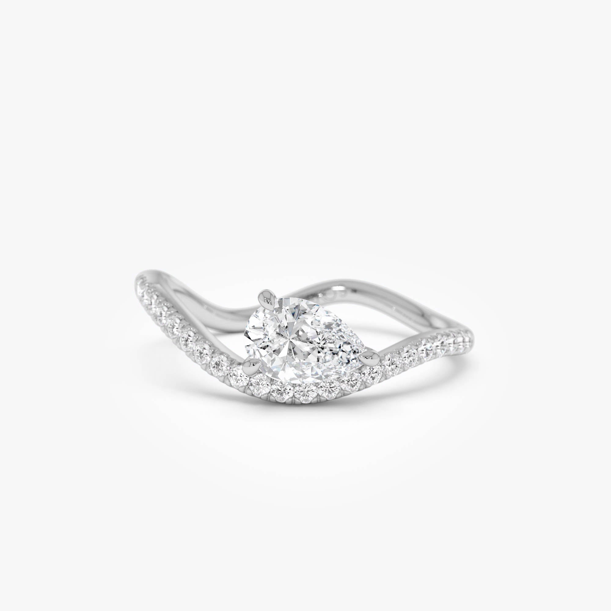 OBFJ0384 - 0.67 Ctw 14k Pear Shaped Lab Grown Diamond Wavy Pavé Ring - Faye 5