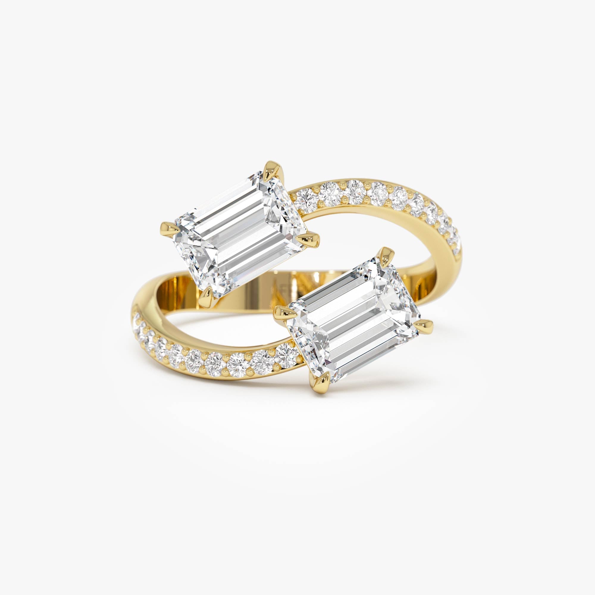 OBFJ0360 - 2.25 Ctw 14k Lab Grown Emerald Cut and Diamond Bypass Ring - Agape 1