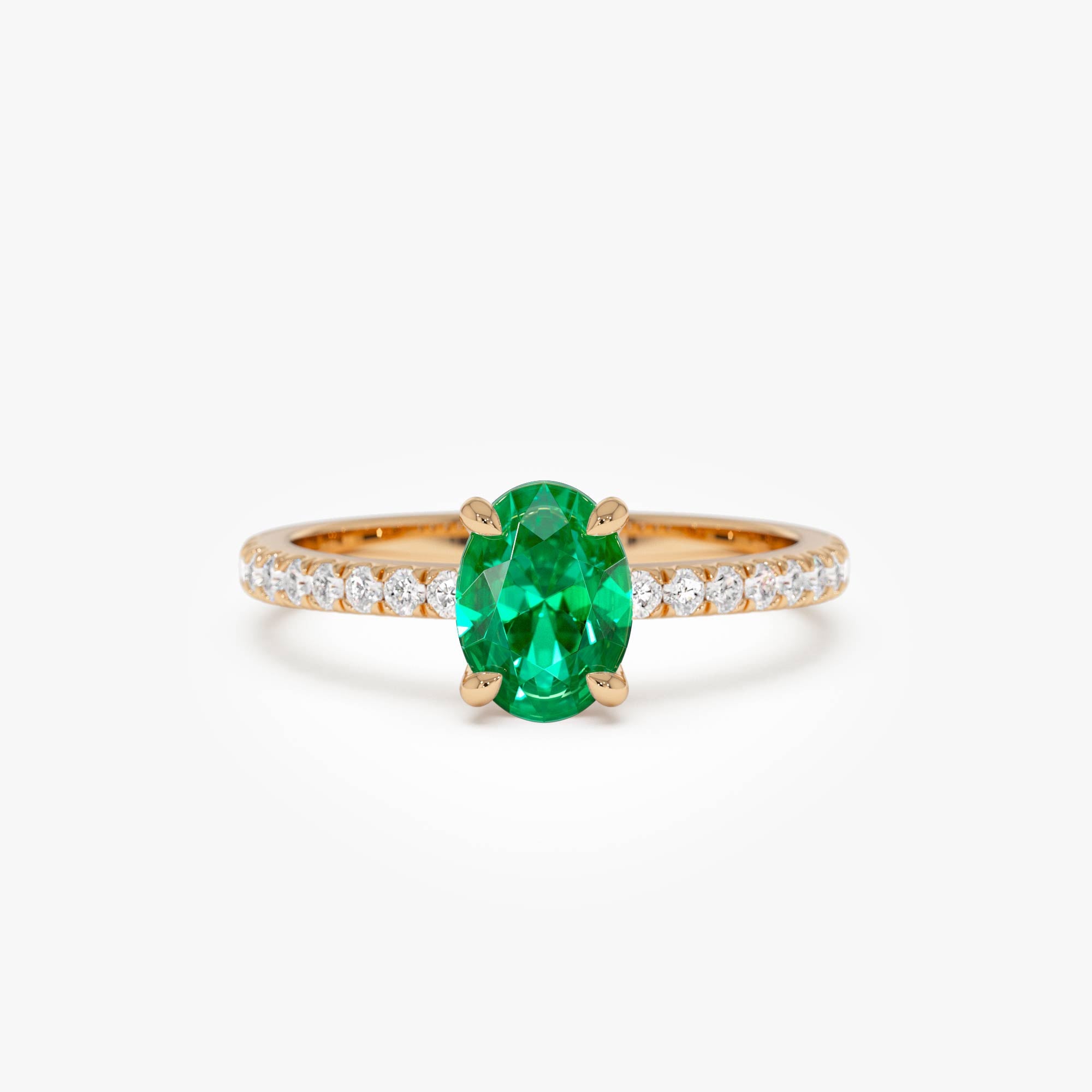 OBFJ0374 - 0.88 Ctw 14k Lab Grown Colombian Emerald and Diamond Ring - Eleni 6