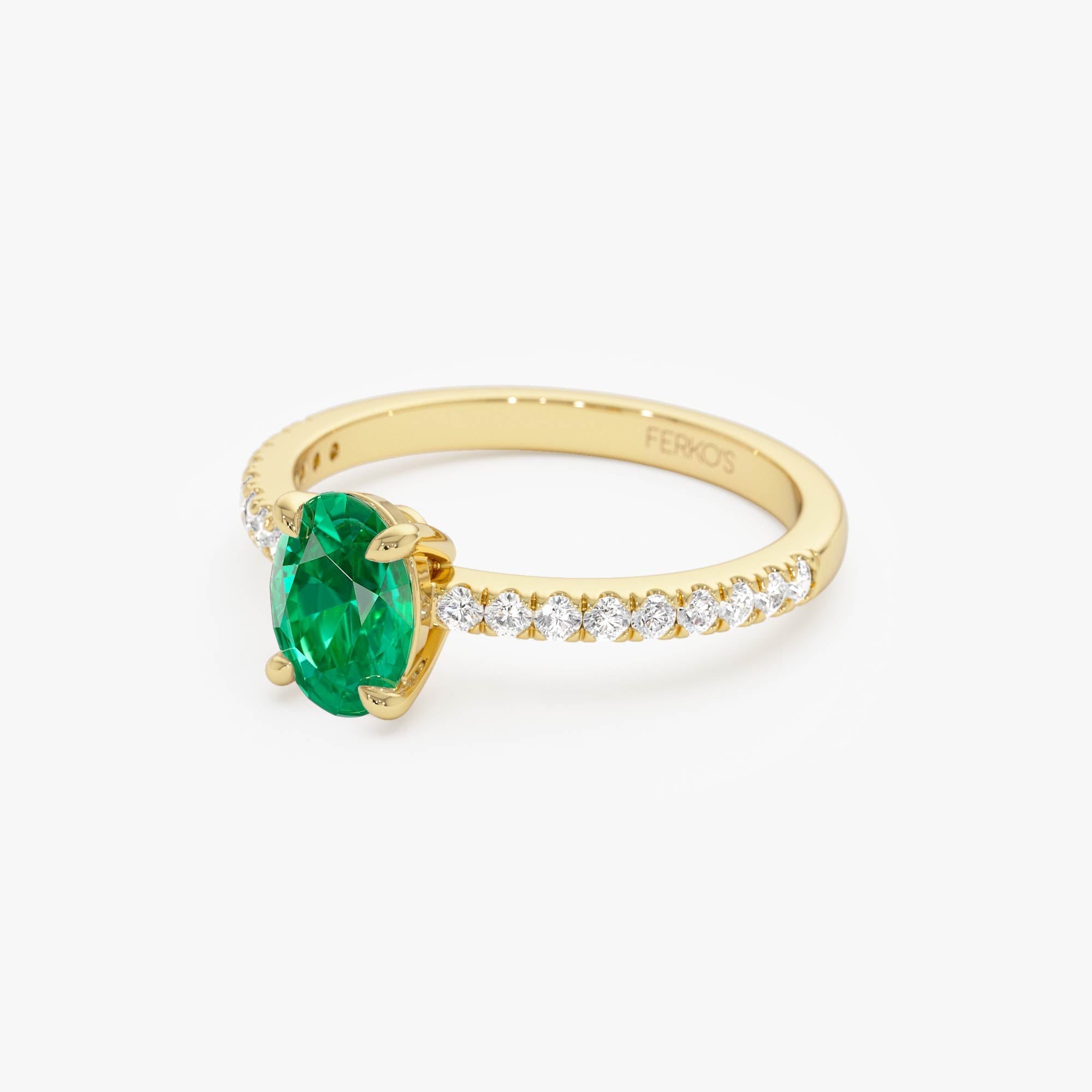OBFJ0374 - 0.88 Ctw 14k Lab Grown Colombian Emerald and Diamond Ring - Eleni 8