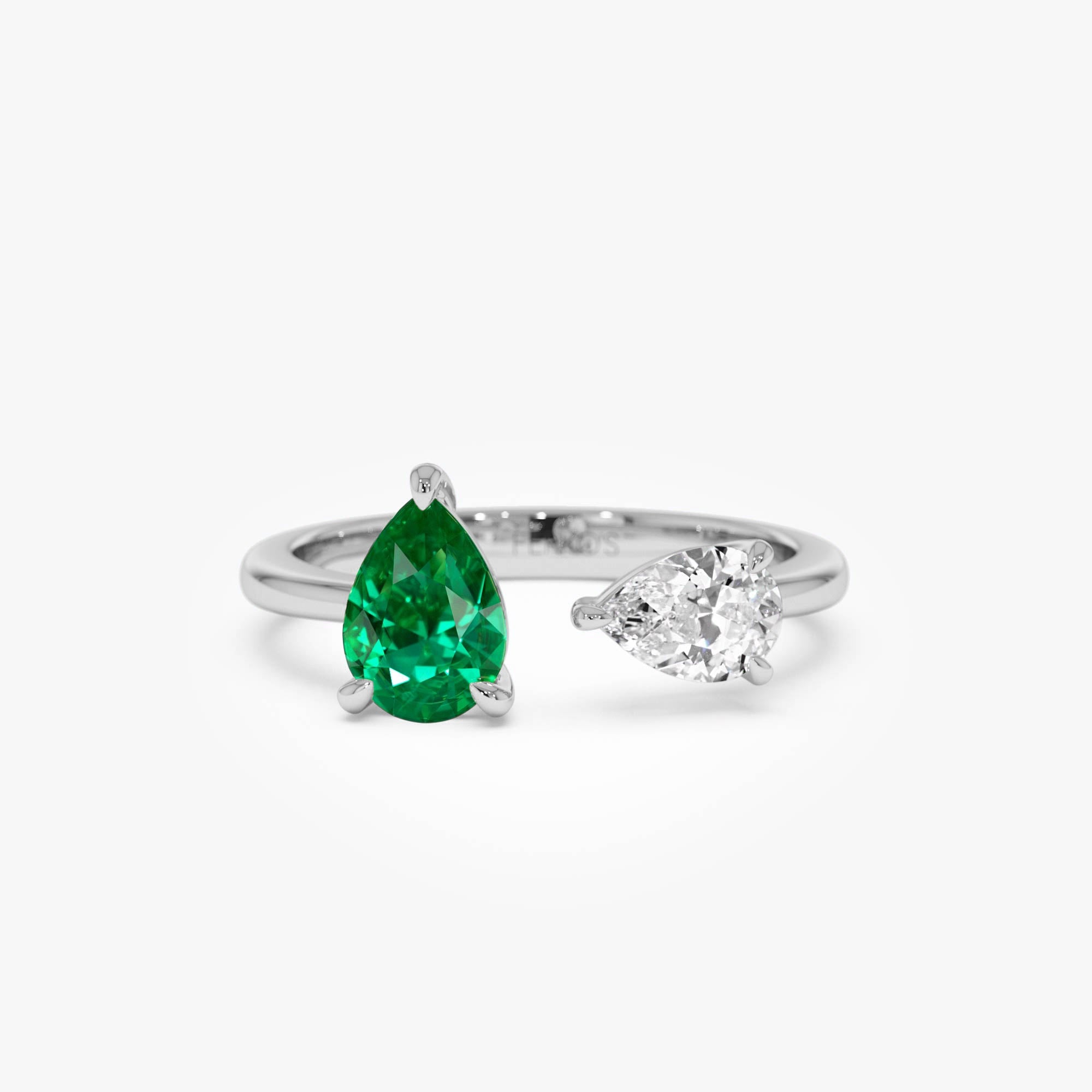 OBFJ0380 - 0.66 Ctw Lab Grown Diamond and Emerald Toi et Moi Ring - Evita 6