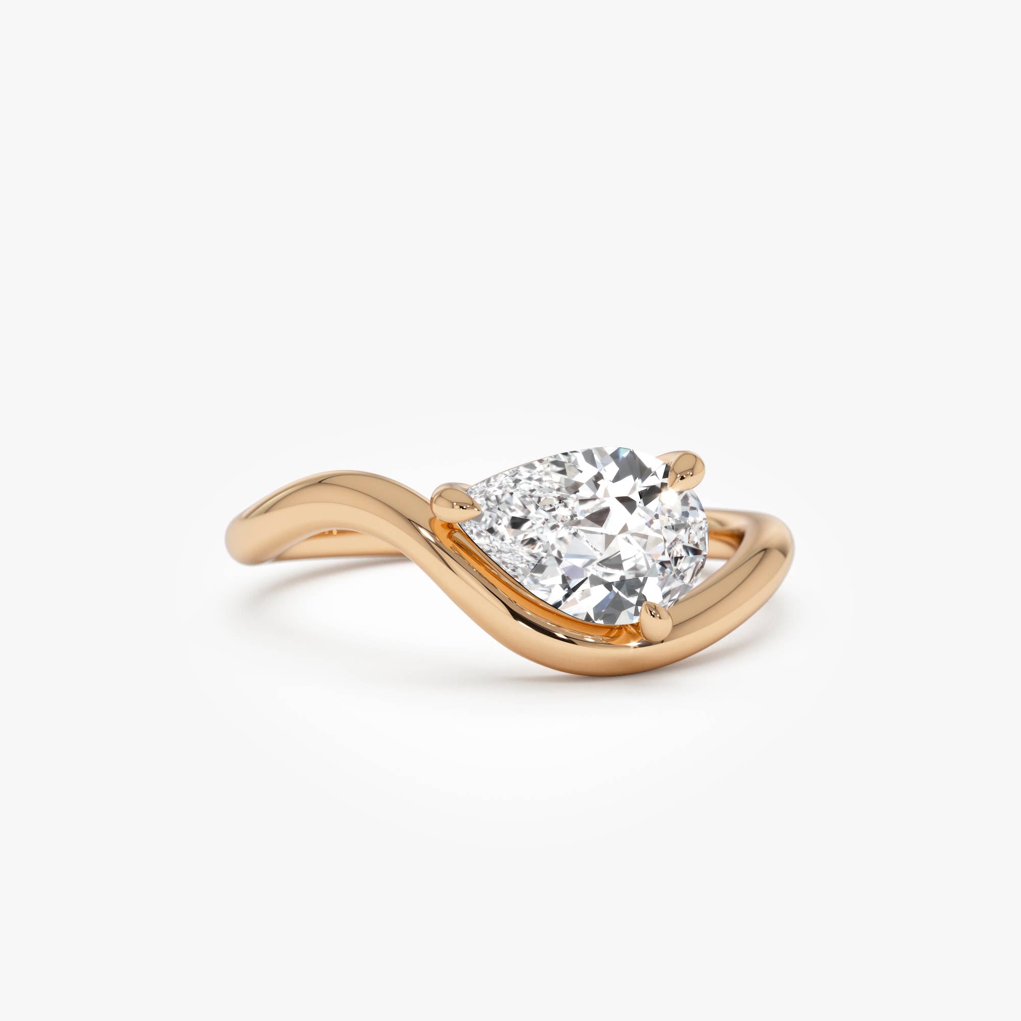 OBFJ0402 - 1ct Pear Shaped Lab Grown Contemporary Diamond Engagement Ring - Kleio 7