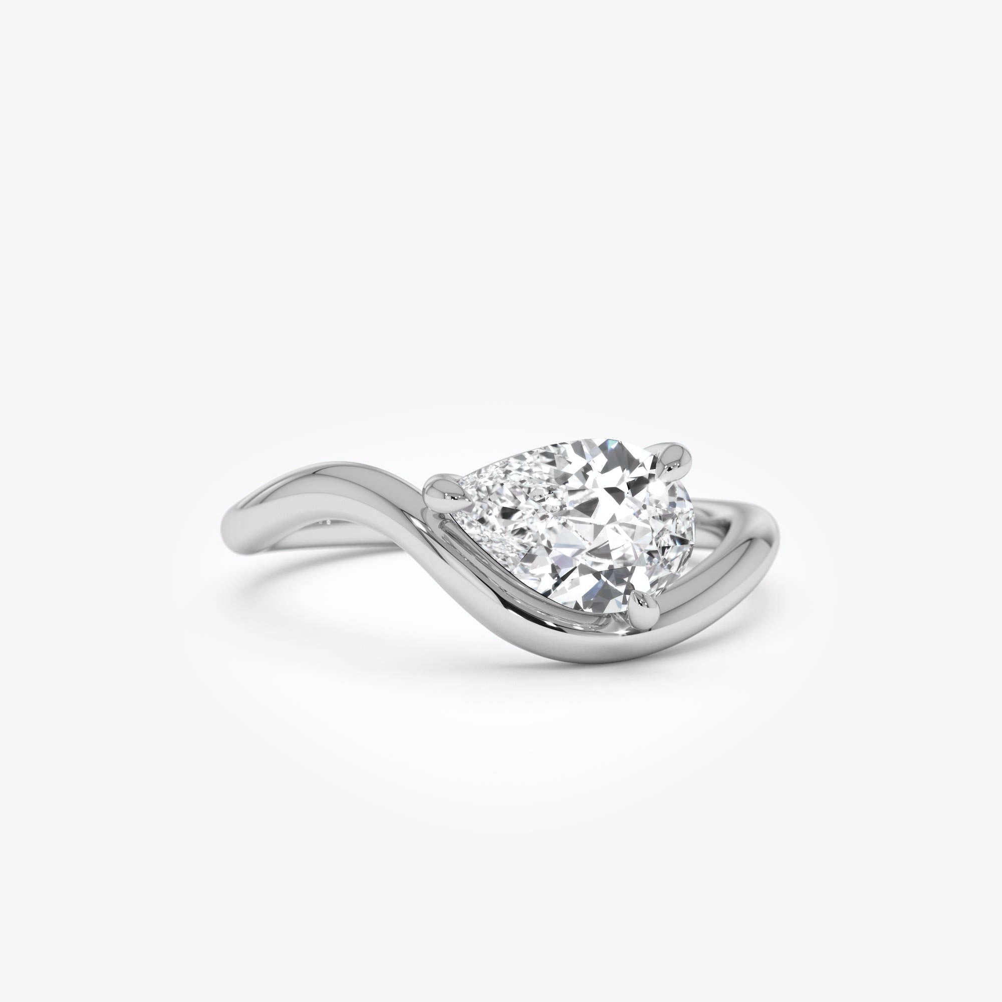 OBFJ0402 - 1ct Pear Shaped Lab Grown Contemporary Diamond Engagement Ring - Kleio 8