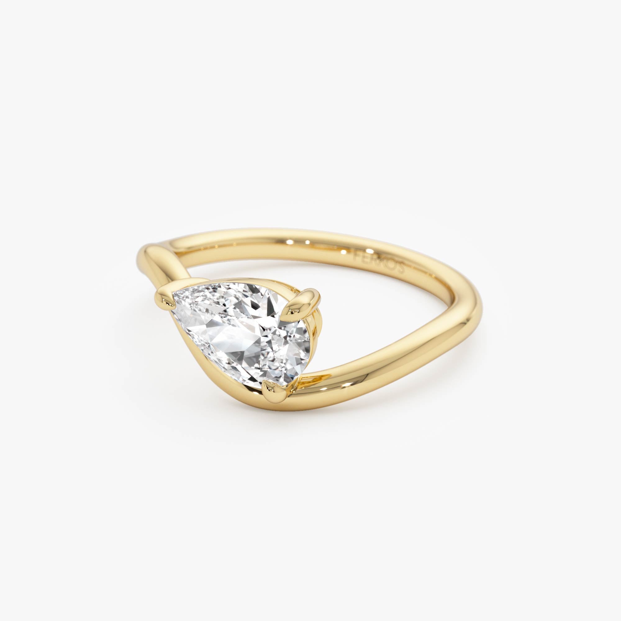 OBFJ0402 - 1ct Pear Shaped Lab Grown Contemporary Diamond Engagement Ring - Kleio 9