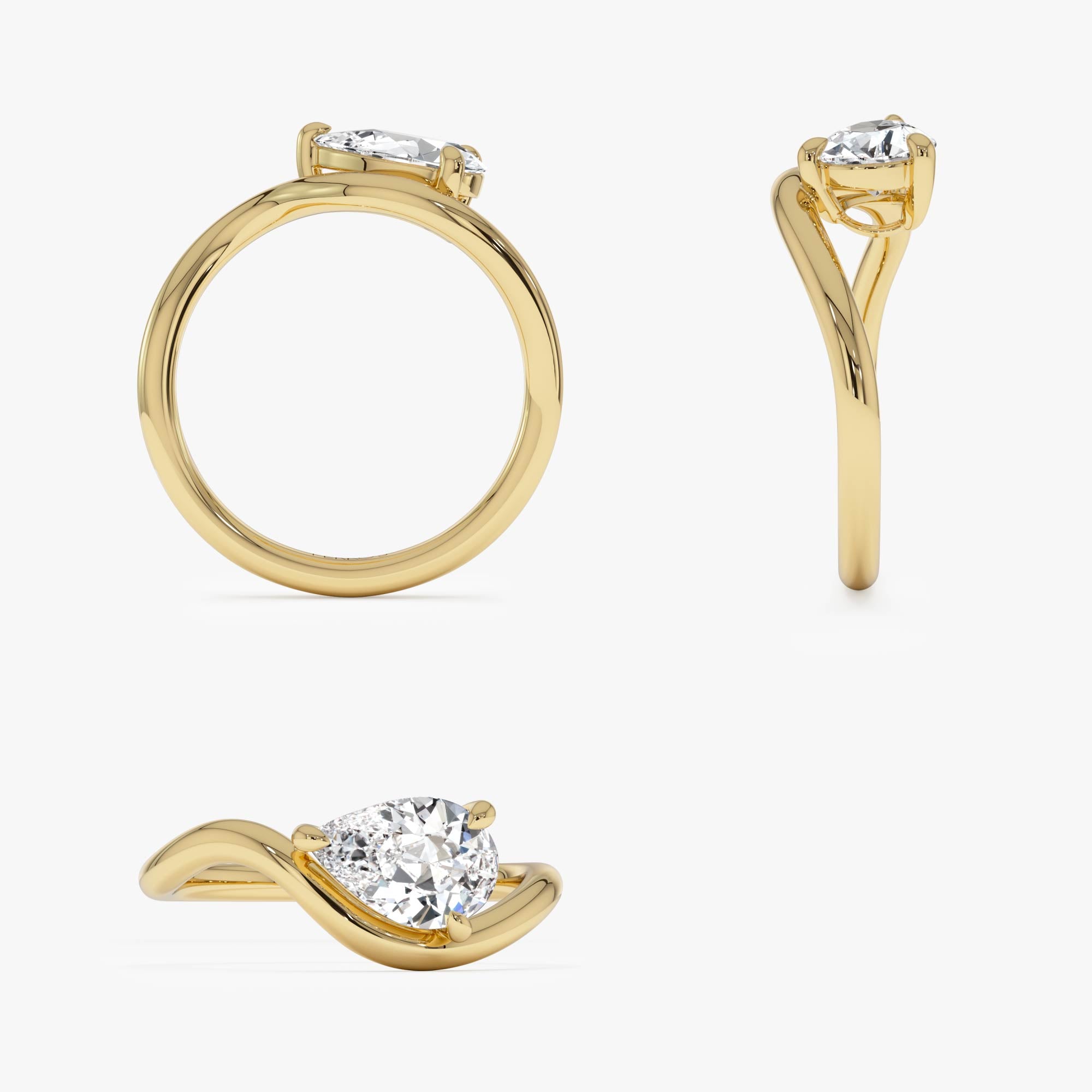 OBFJ0402 - 1ct Pear Shaped Lab Grown Contemporary Diamond Engagement Ring - Kleio 10