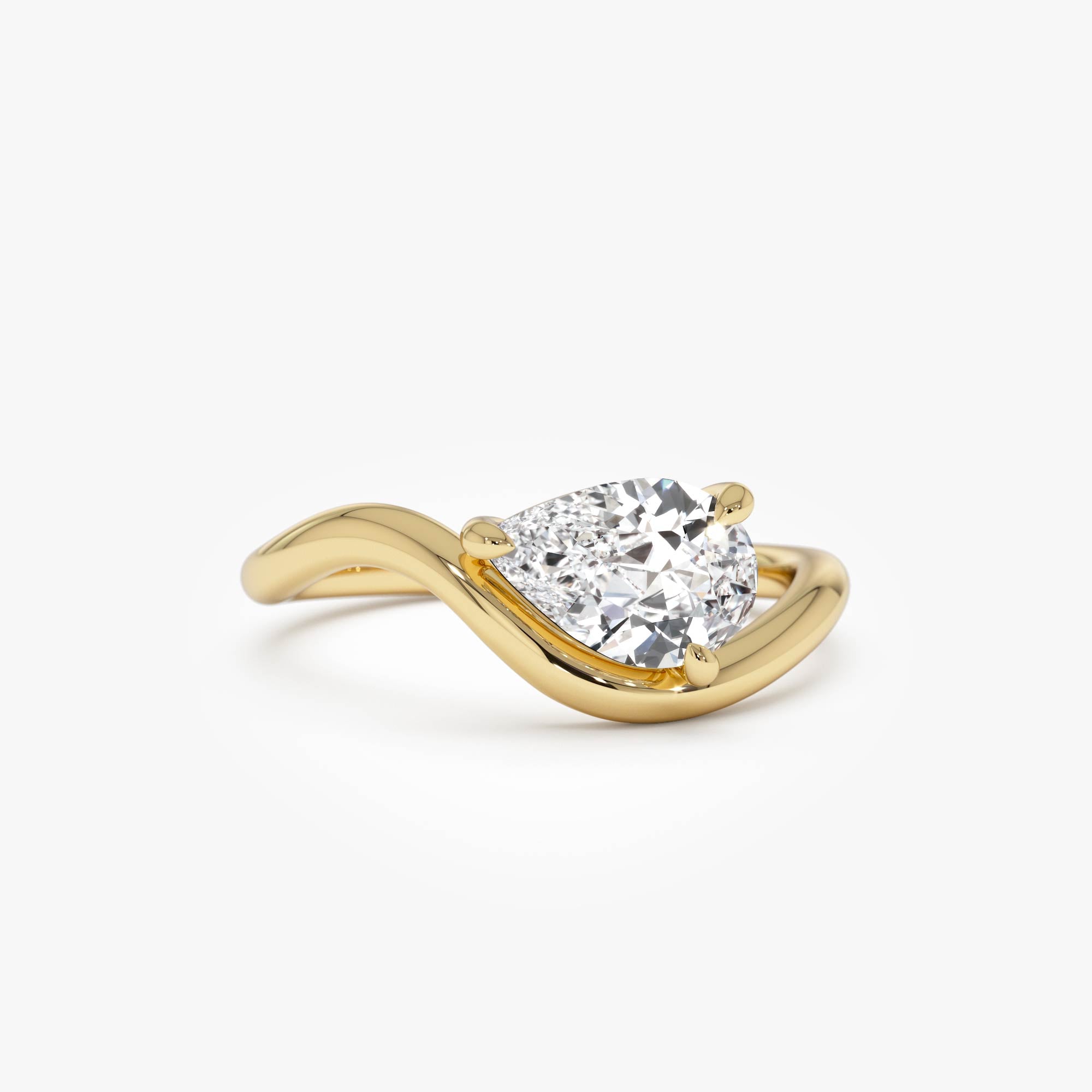 OBFJ0402 - 1ct Pear Shaped Lab Grown Contemporary Diamond Engagement Ring - Kleio 1