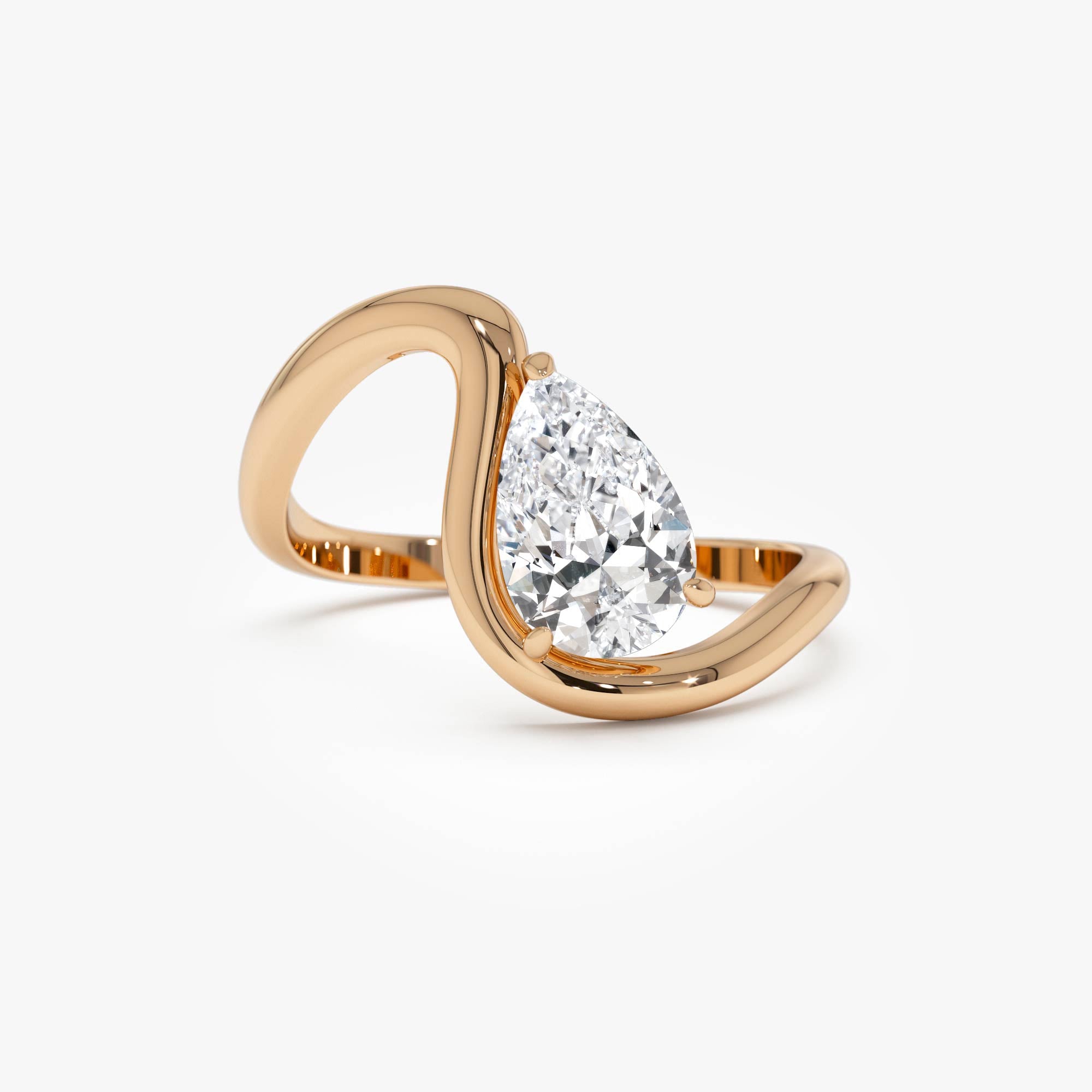 OBFJ0299 - 14k 1 CTW Pear Shape Lab Grown Diamond Ring - Bona 5